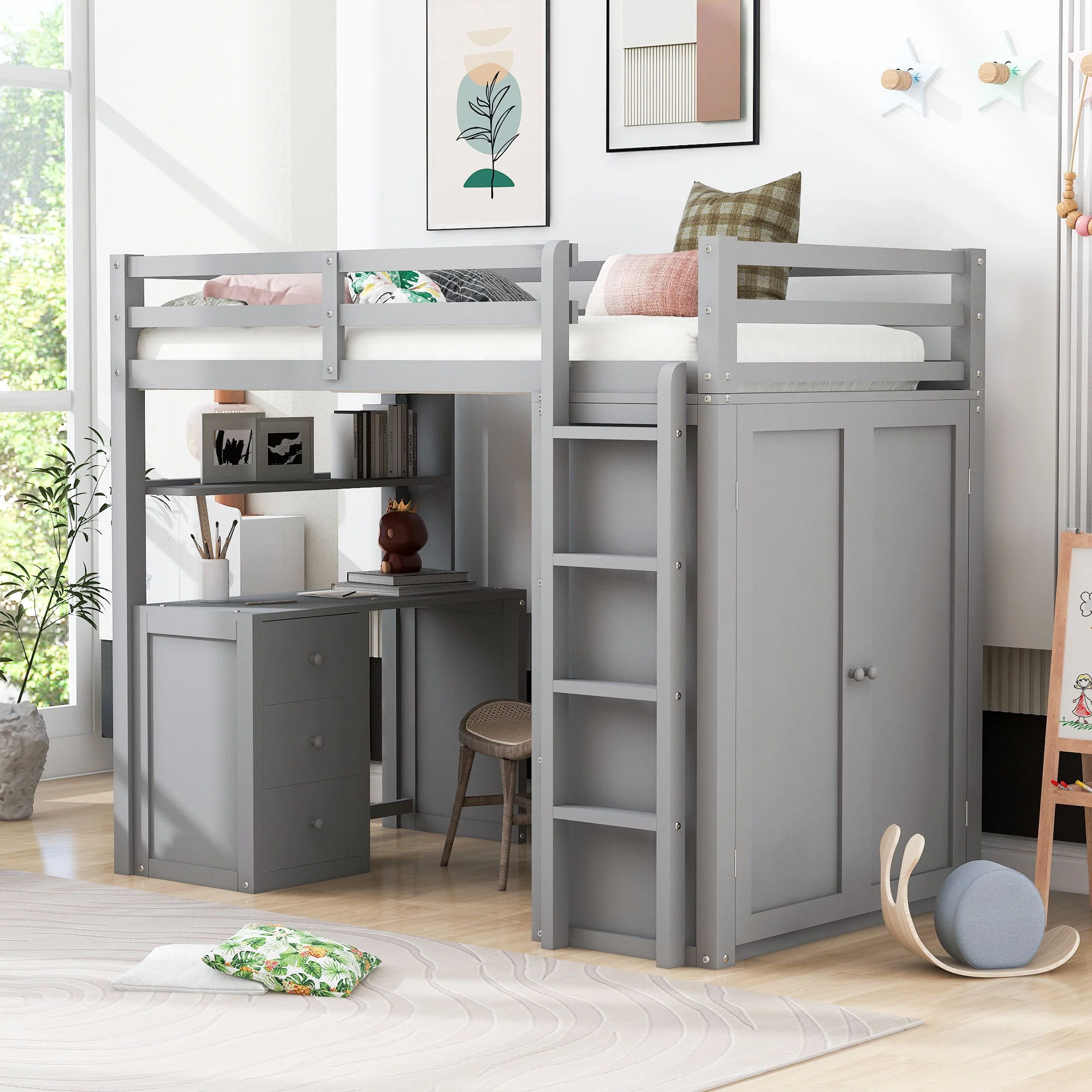 Loft Bed With Drawers, Desk, And Wardrobe - Image 14