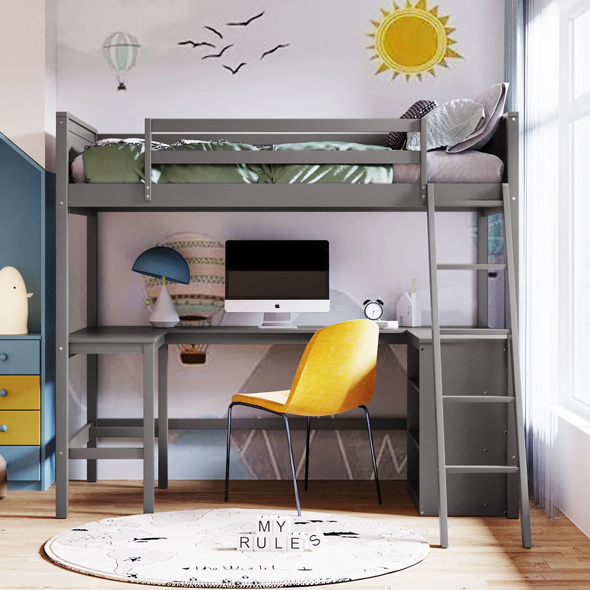 Loft Bed With Shelves With Desk - Image 3