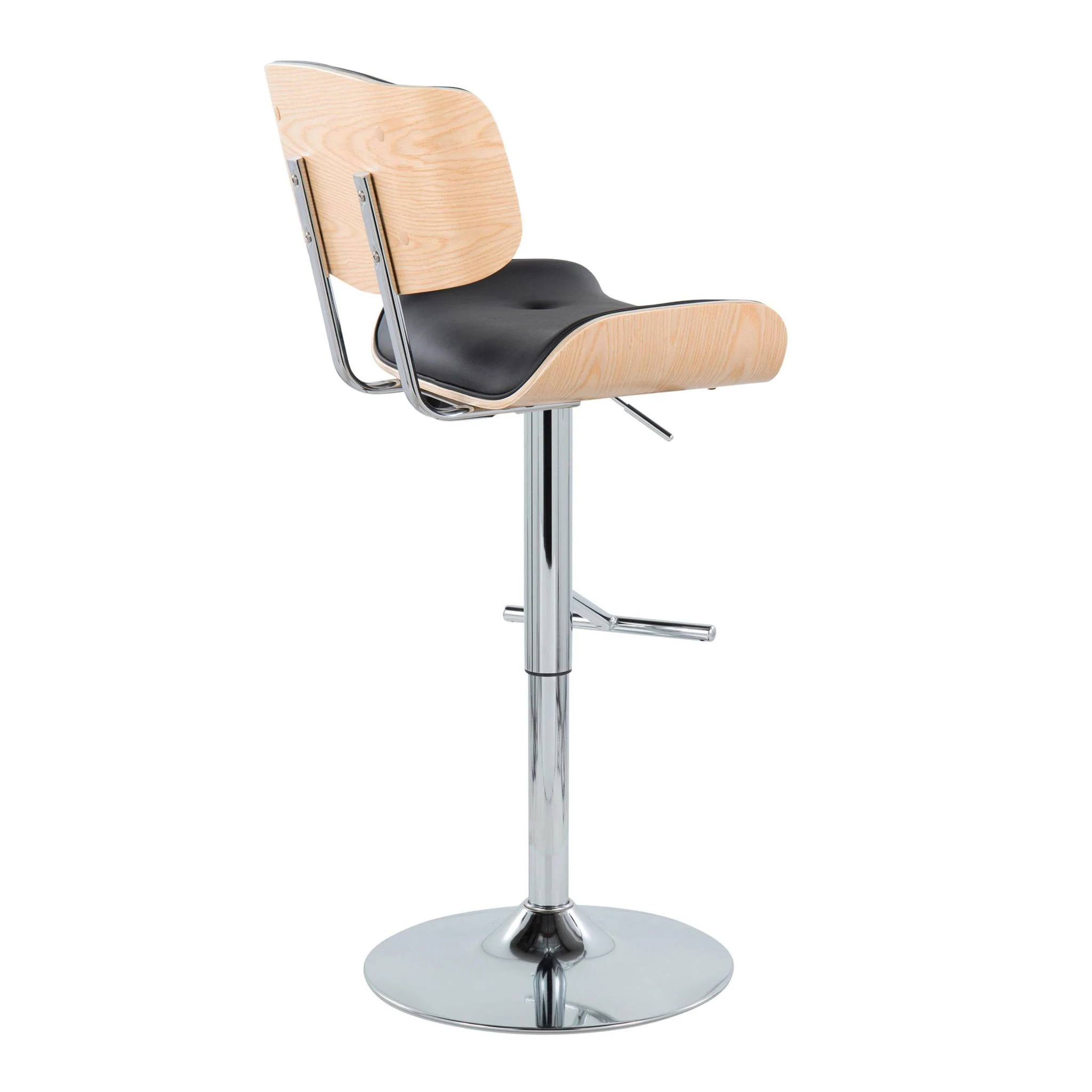 Lombardi - Contemporary Adjustable Barstool With Swivel With Straight T Footrest (Set of 2) - Image 4