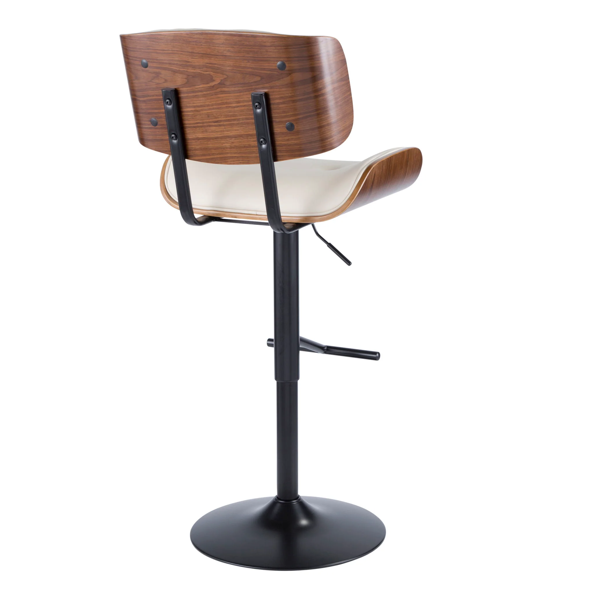 Lombardi - Mid Century Modern Adjustable Barstool With Swivel With Straight T Footrest (Set of 3) - Image 11
