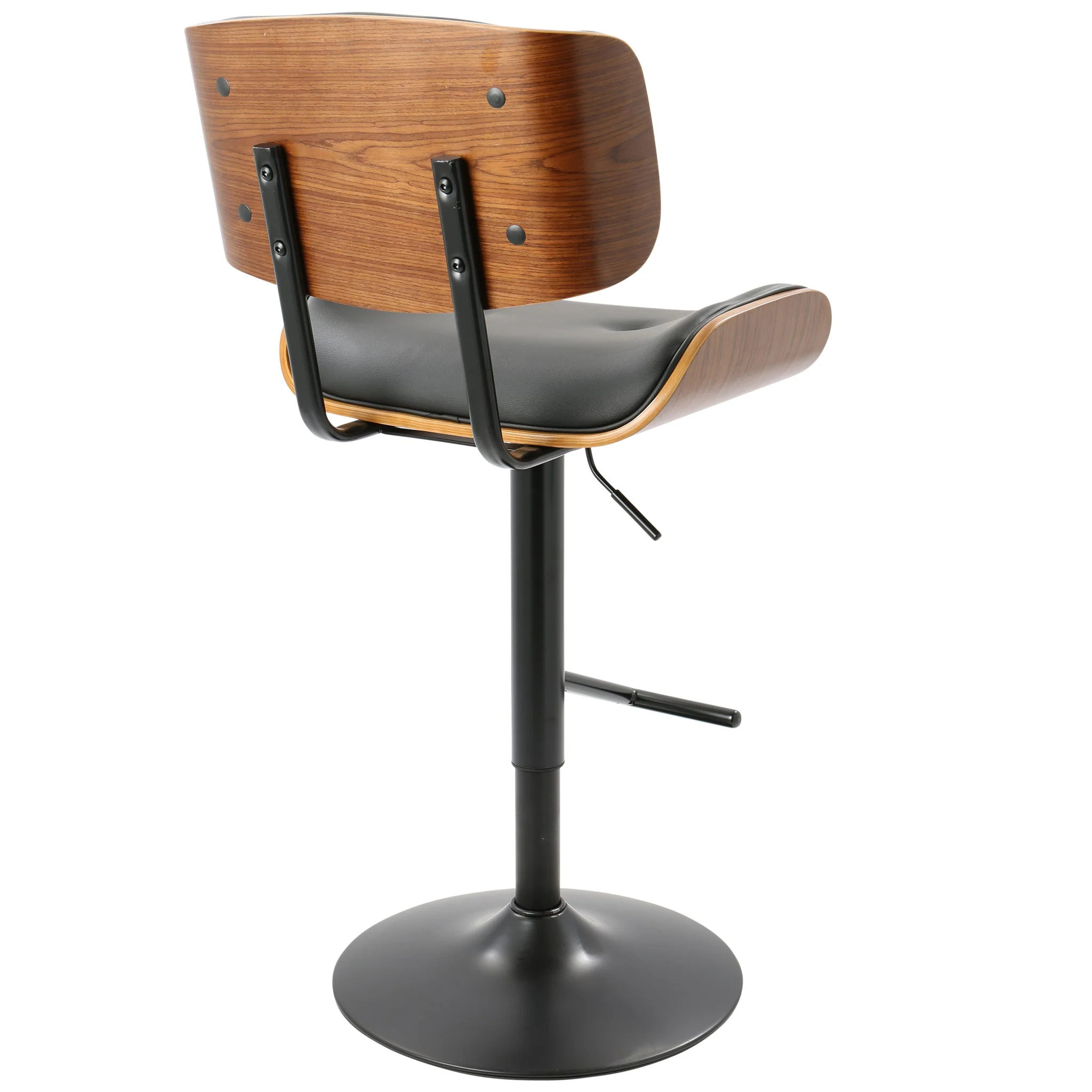 Lombardi - Mid Century Modern Adjustable Barstool With Swivel With Straight T Footrest (Set of 3) - Image 8