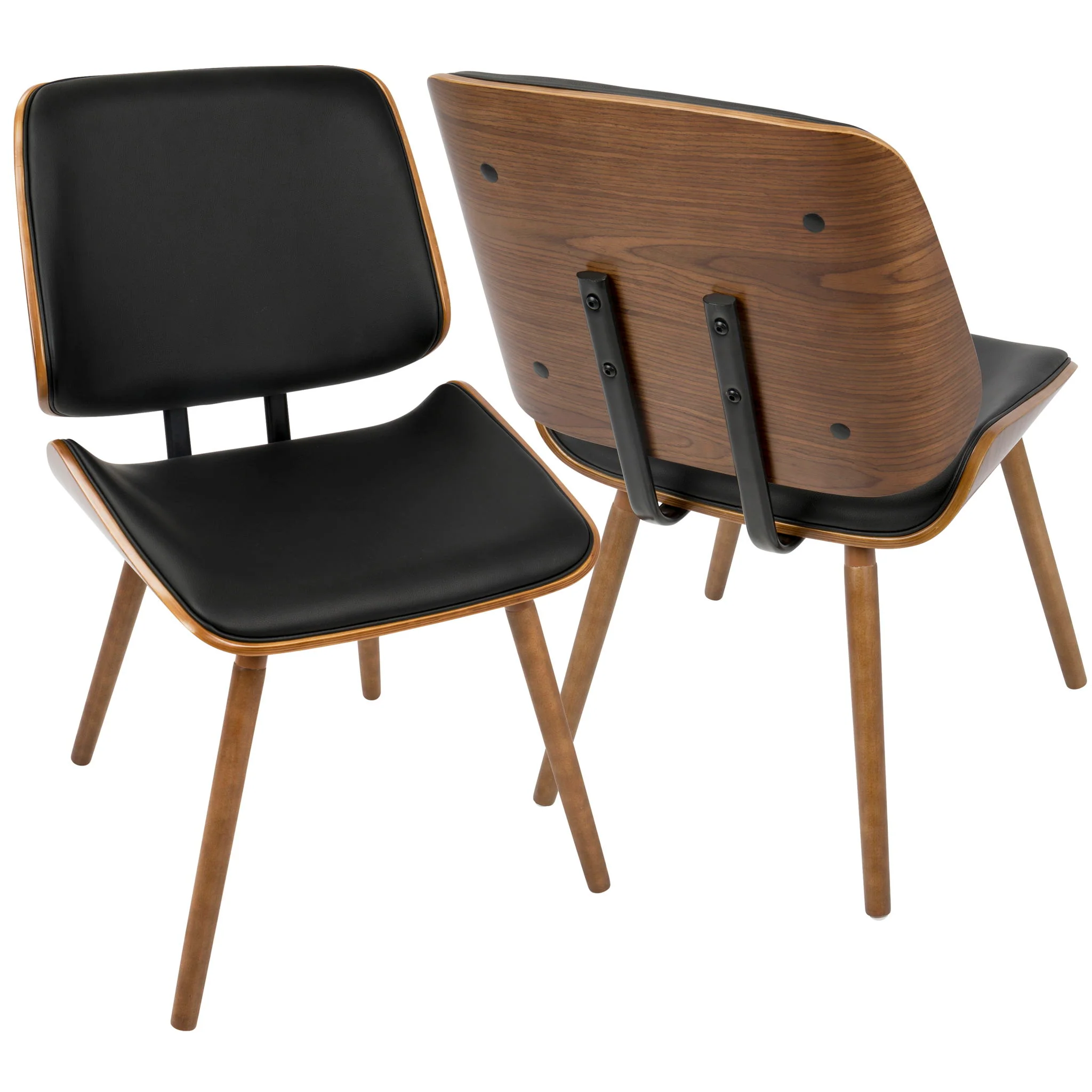 Lombardi - Mid-Century Modern Dining / Chair (Set of 2) - Walnut / Black - Image 3