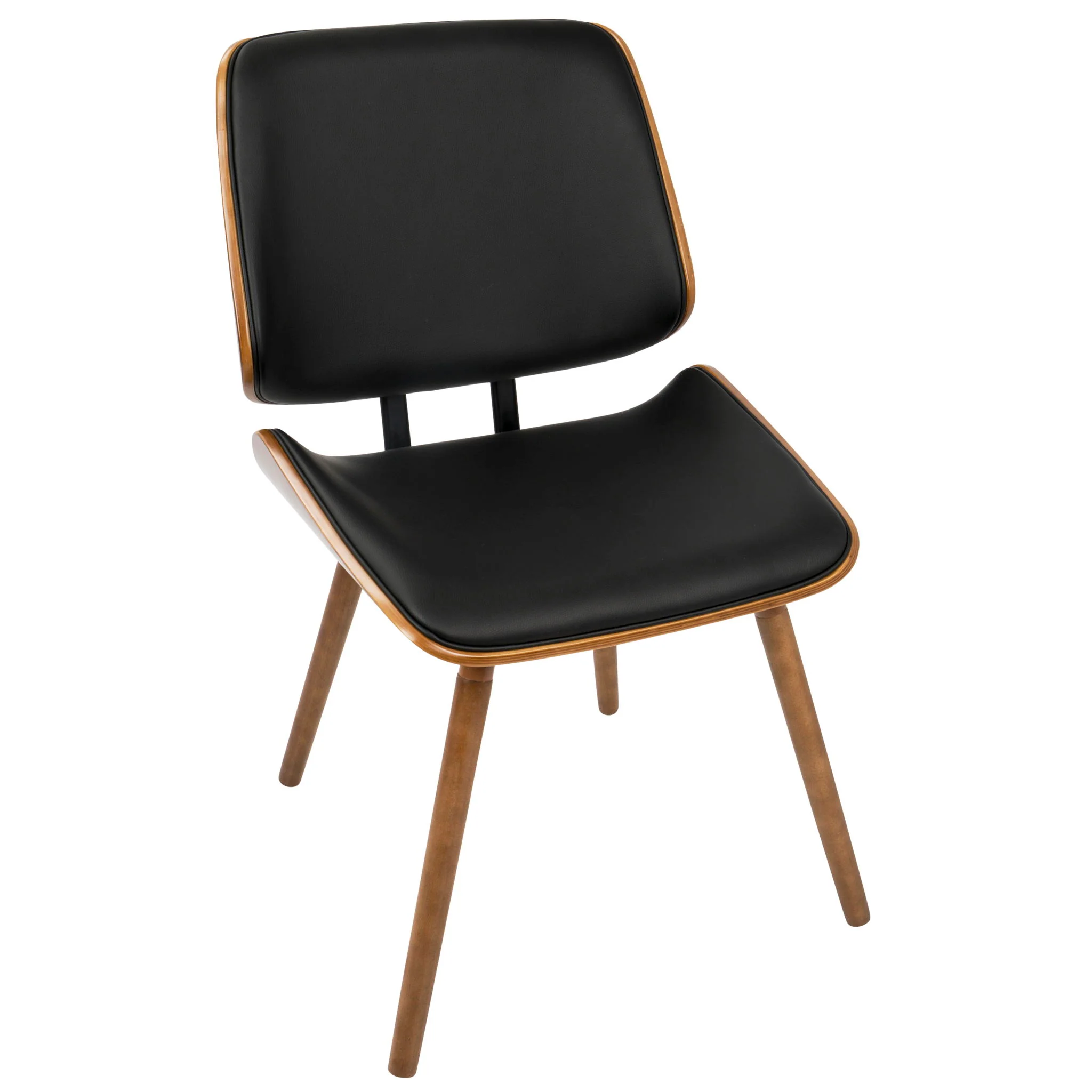 Lombardi - Mid-Century Modern Dining / Chair (Set of 2) - Walnut / Black - Image 4