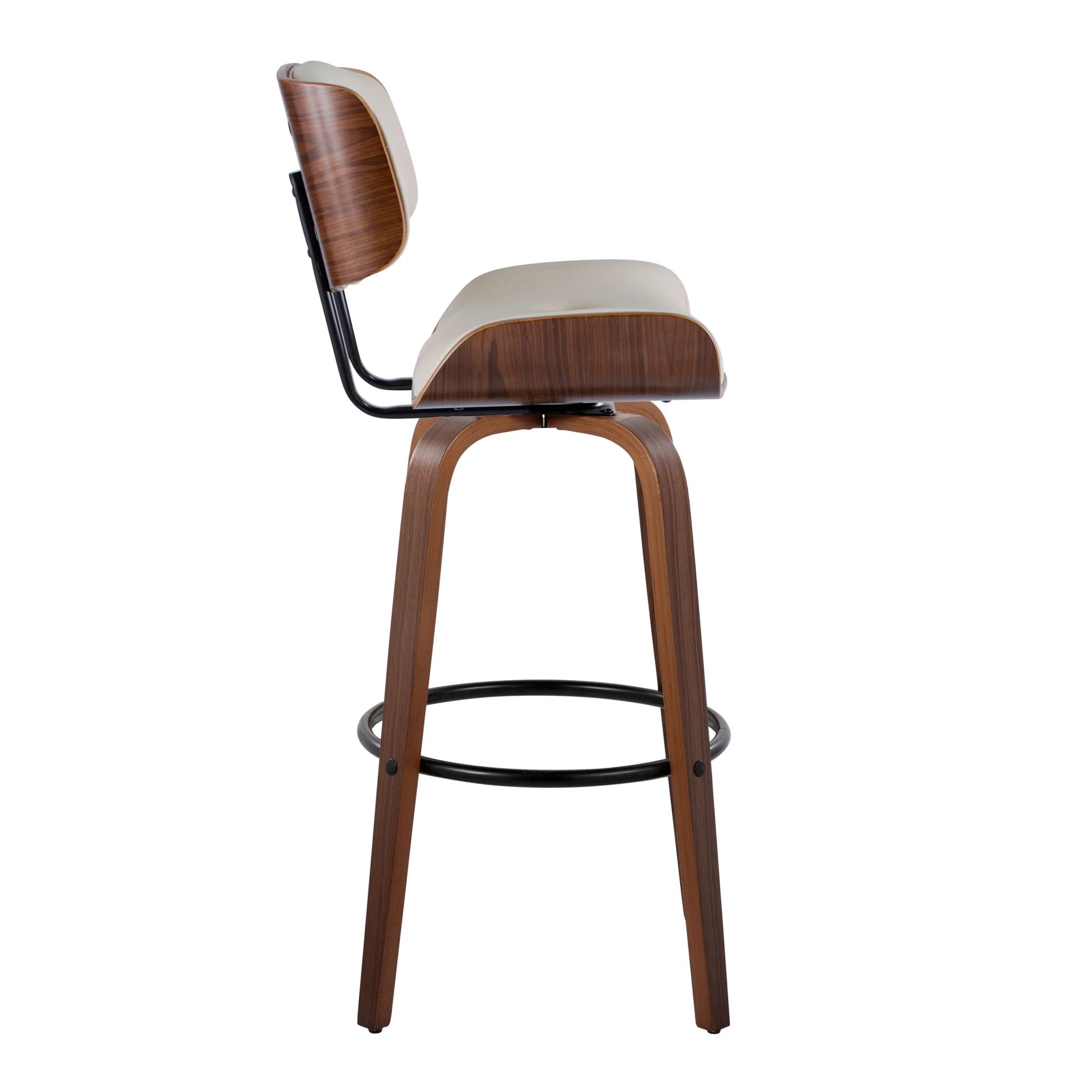 Lombardi - Mid-Century Modern Fixed Height Barstool With Swivel With Round Footrest (Set of 2) - Image 7