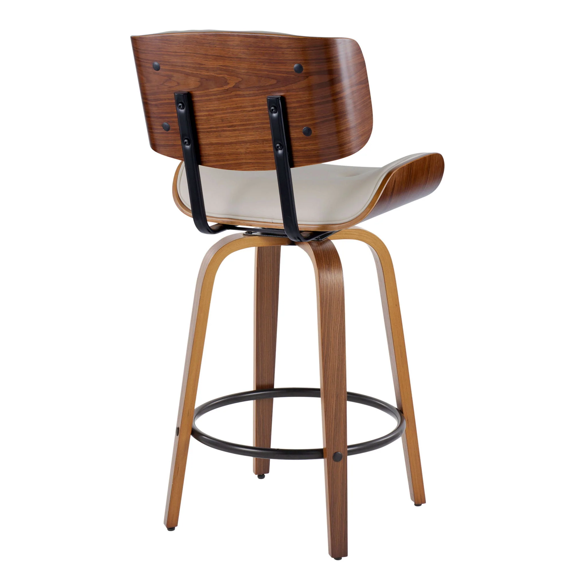 Lombardi - Mid-Century Modern Fixed Height Counter Stool With Swivel With Round Footrest (Set of 2) - Image 12
