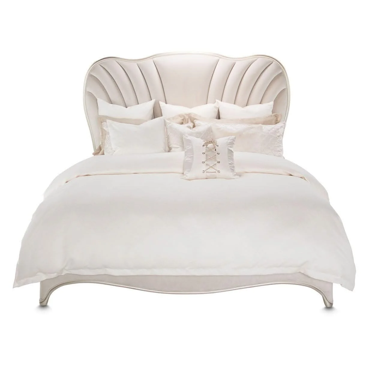London Place Stone Upholstered Panel Bed with Platinum Finish (Queen or King) - Image 2