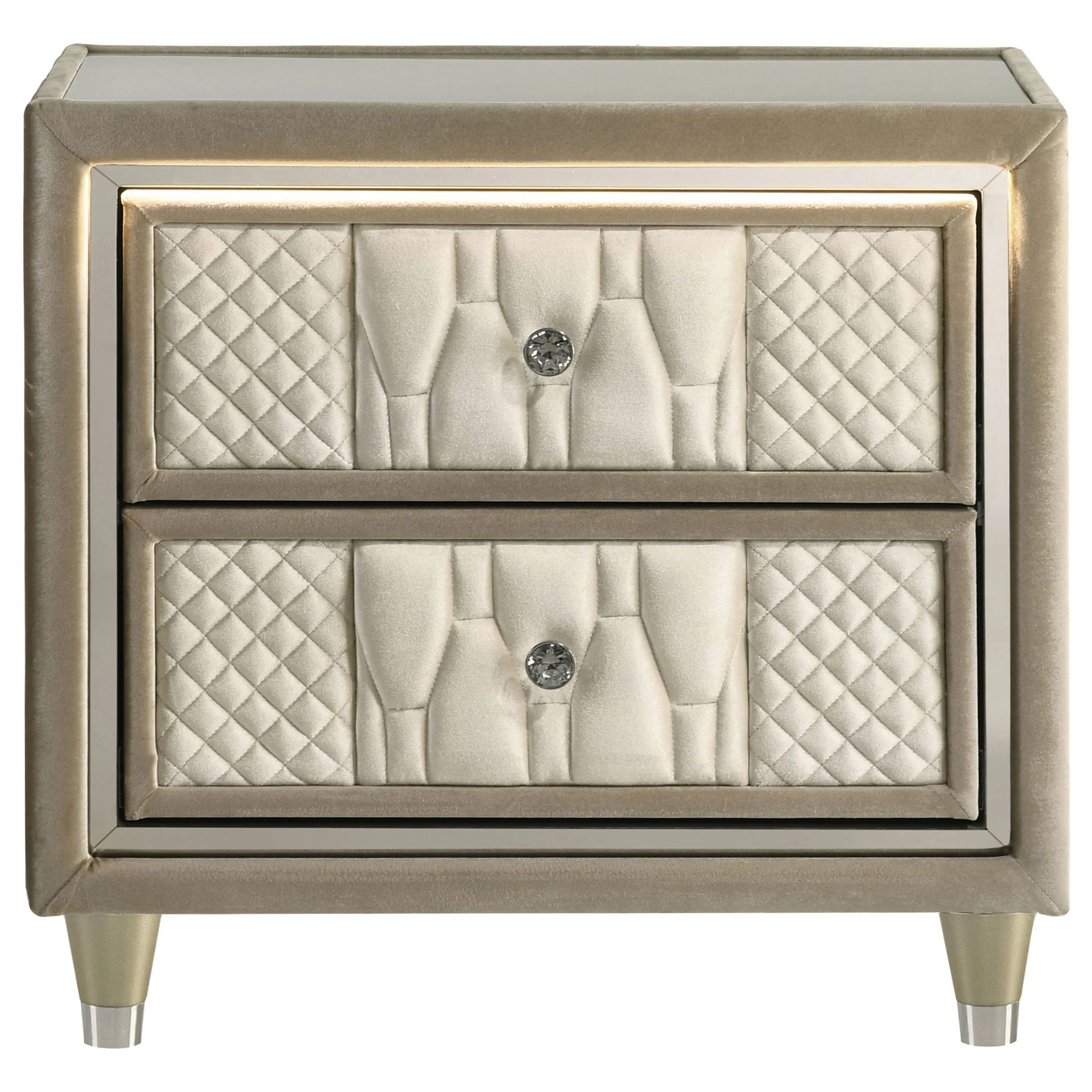 Lorient 2-drawer LED Nightstand with USB Ivory and Camel - Image 4