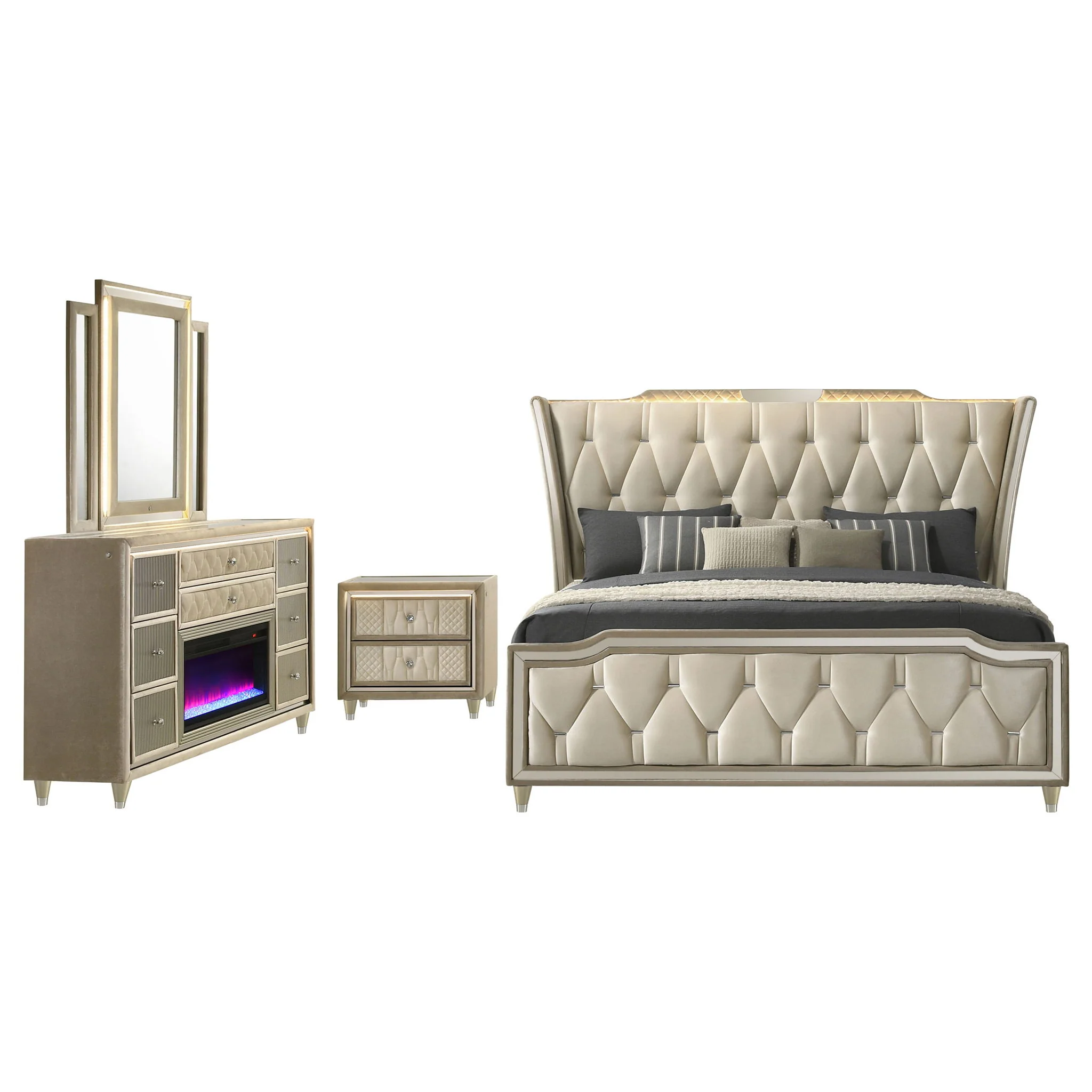 Lorient 4-piece California King Bedroom Set Ivory and Camel - Image 2