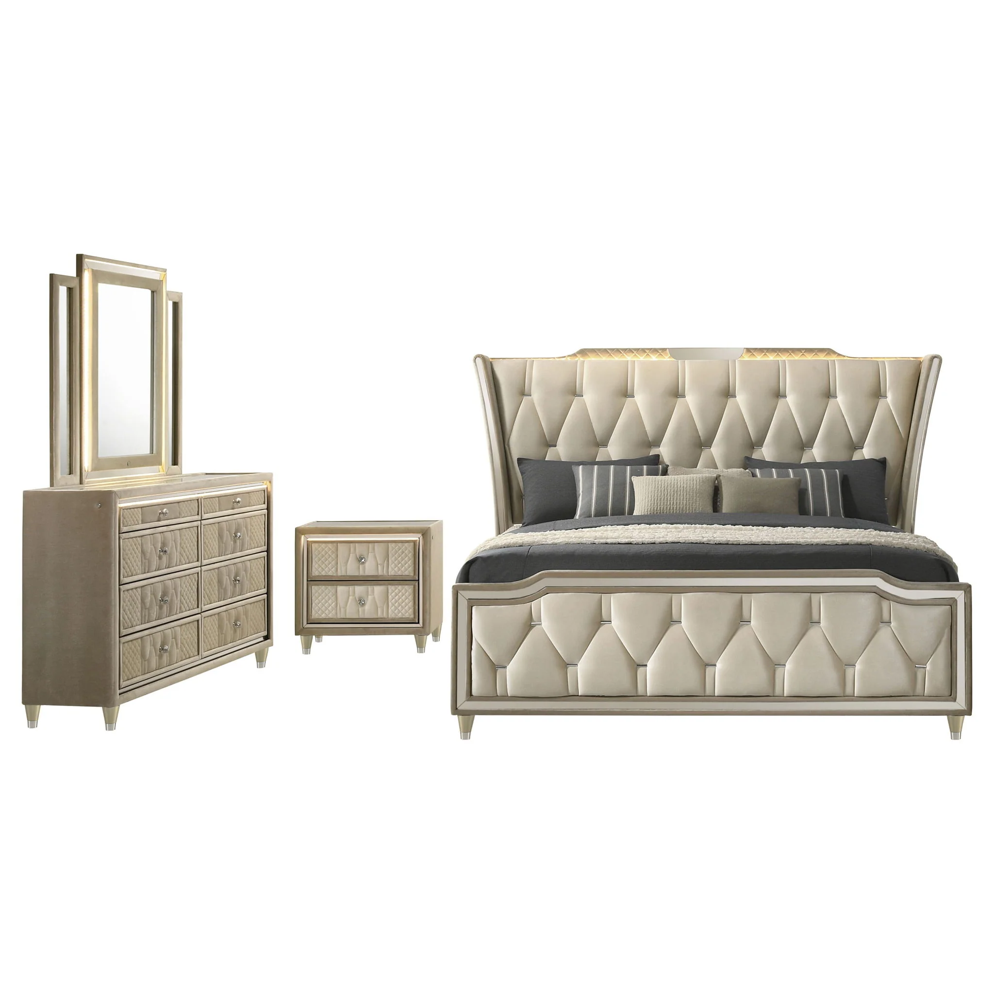 Lorient 4-piece Eastern King Bedroom Set Ivory and Camel - Image 3