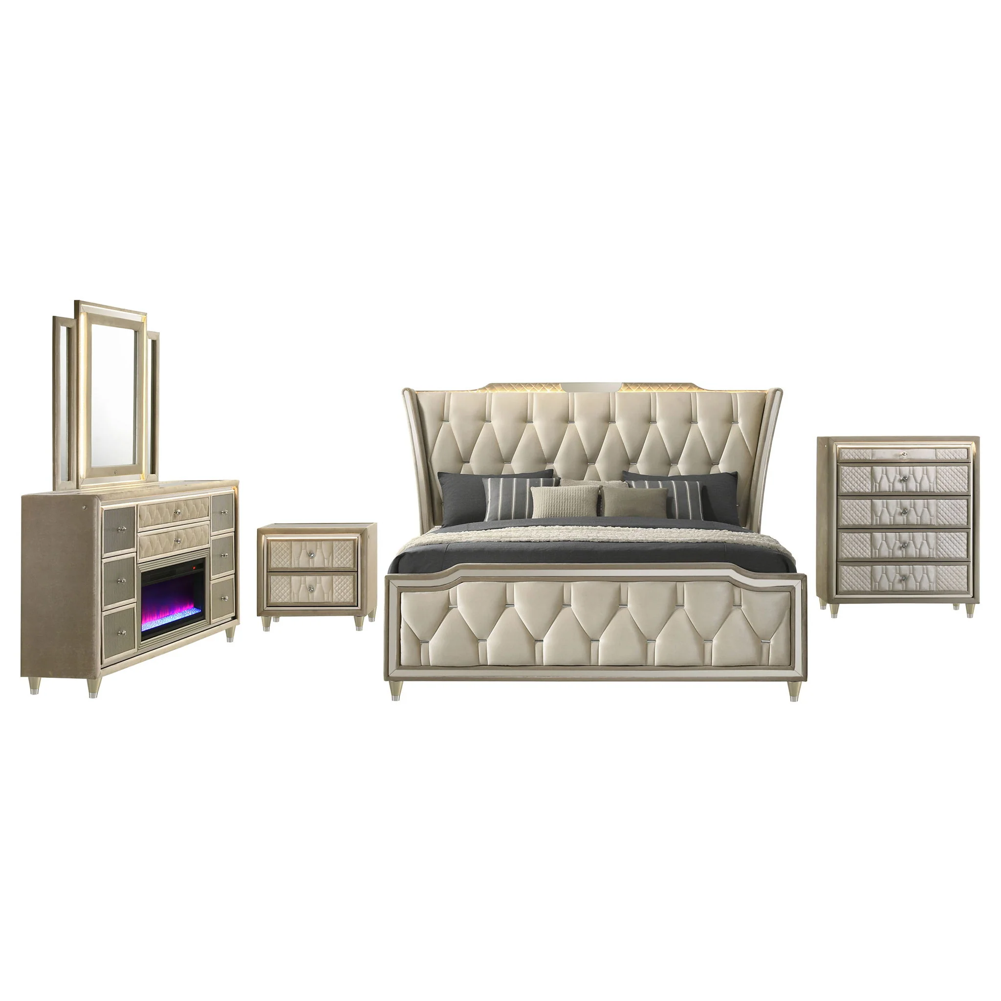 Lorient 5-piece California King Bedroom Set Ivory and Camel - Image 3