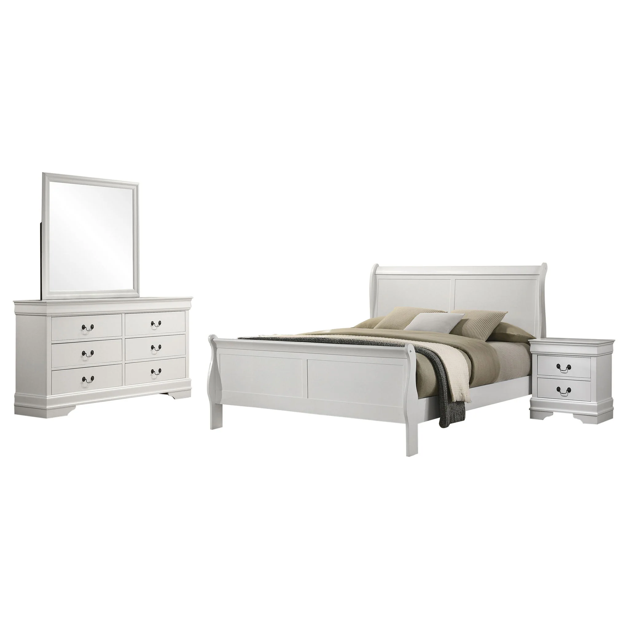 Louis Philippe 4-piece Full Bedroom Set White - Image 2