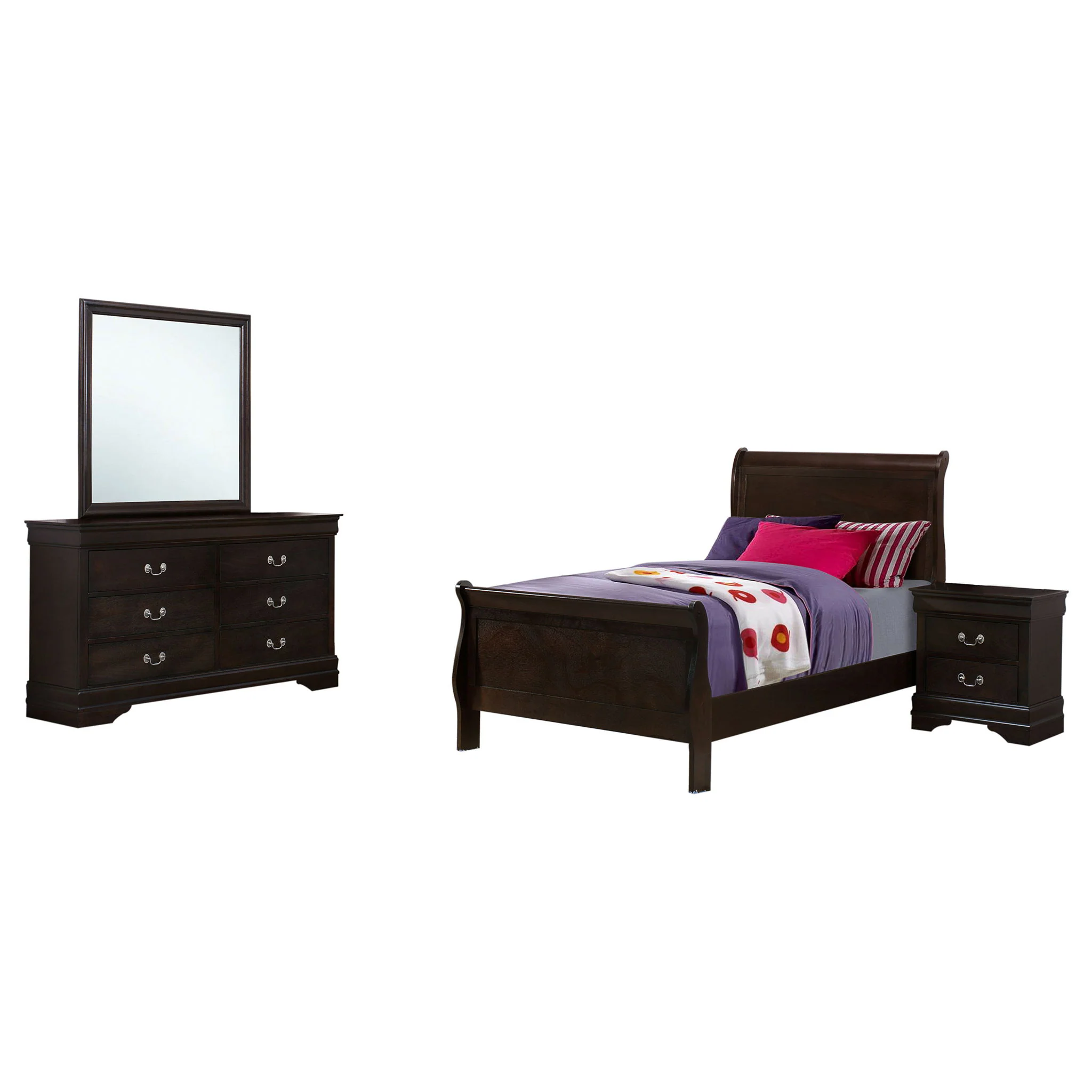 Louis Philippe 4-piece Twin Bedroom Set Cappuccino - Image 3