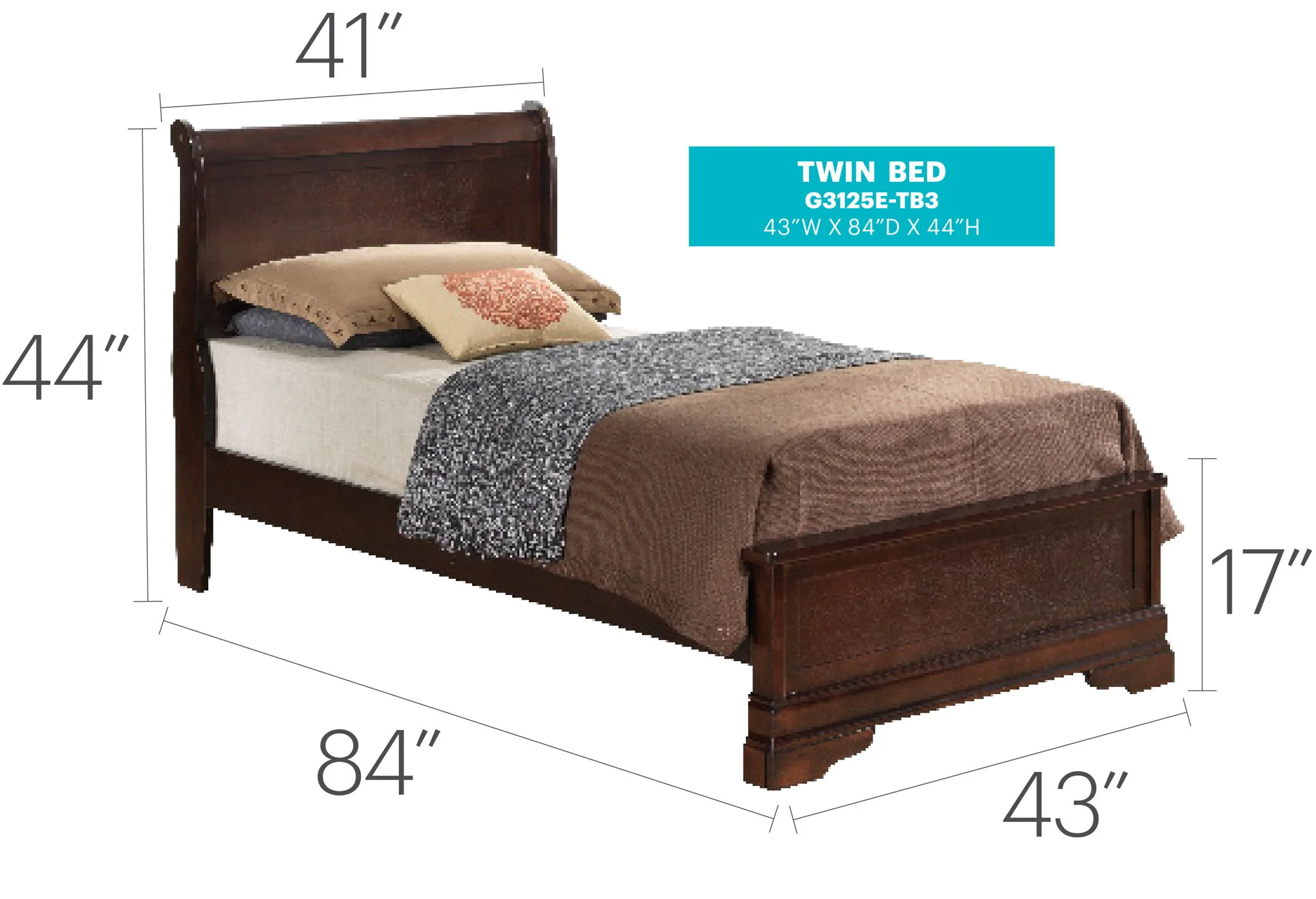 Louis Phillipe - Twin Bed - Cappuccino - Image 2