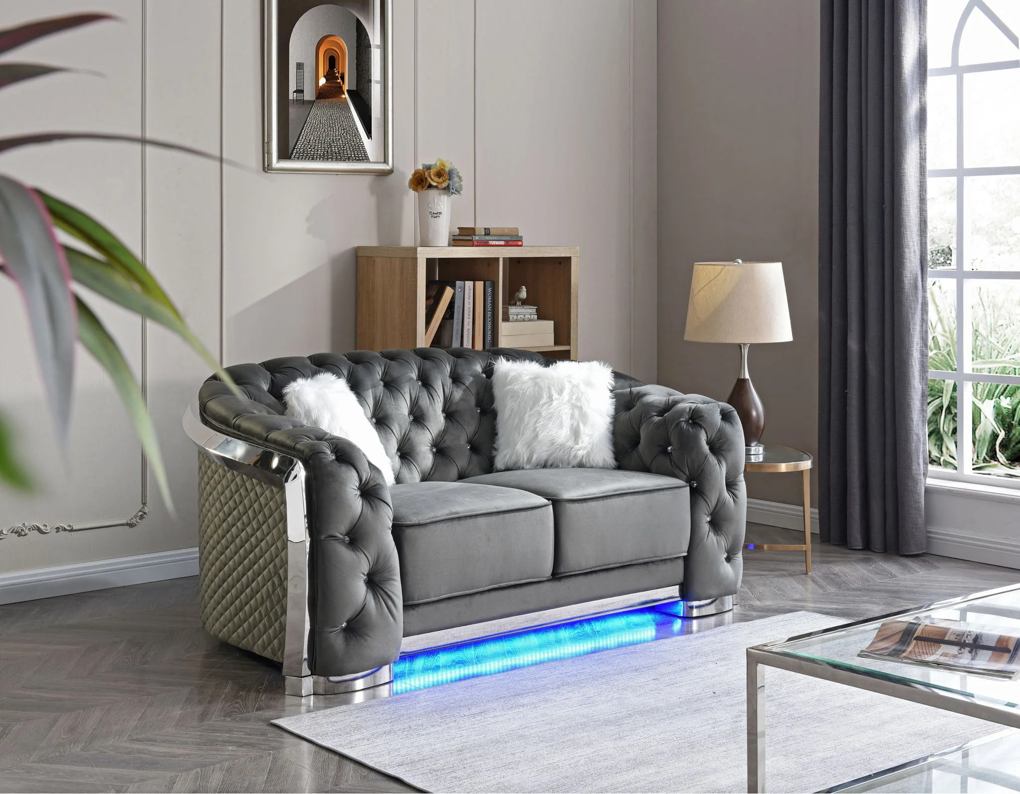 Loveseat With Flared Arms - Image 6