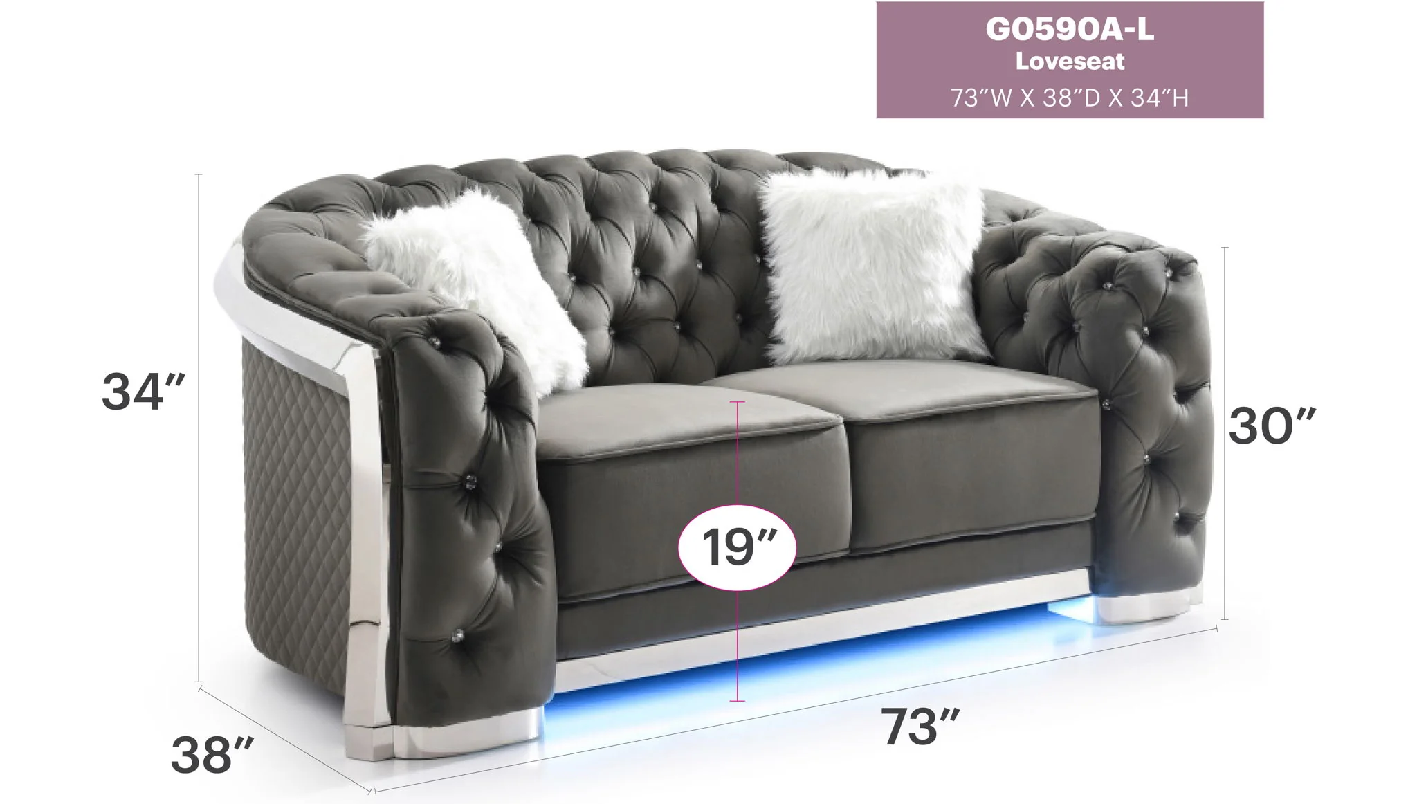 Loveseat With Flared Arms - Image 7