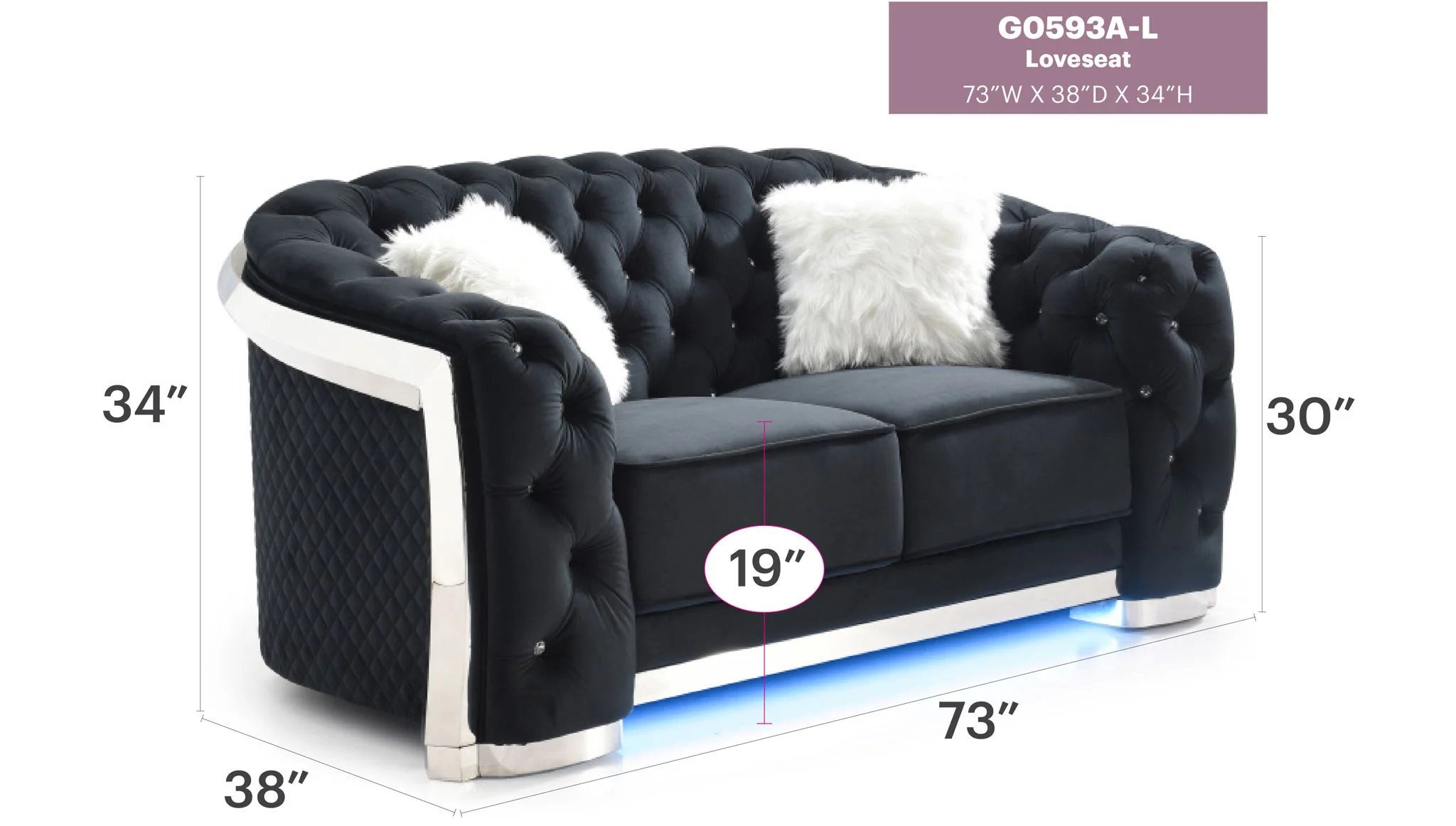 Loveseat With Flared Arms - Image 8
