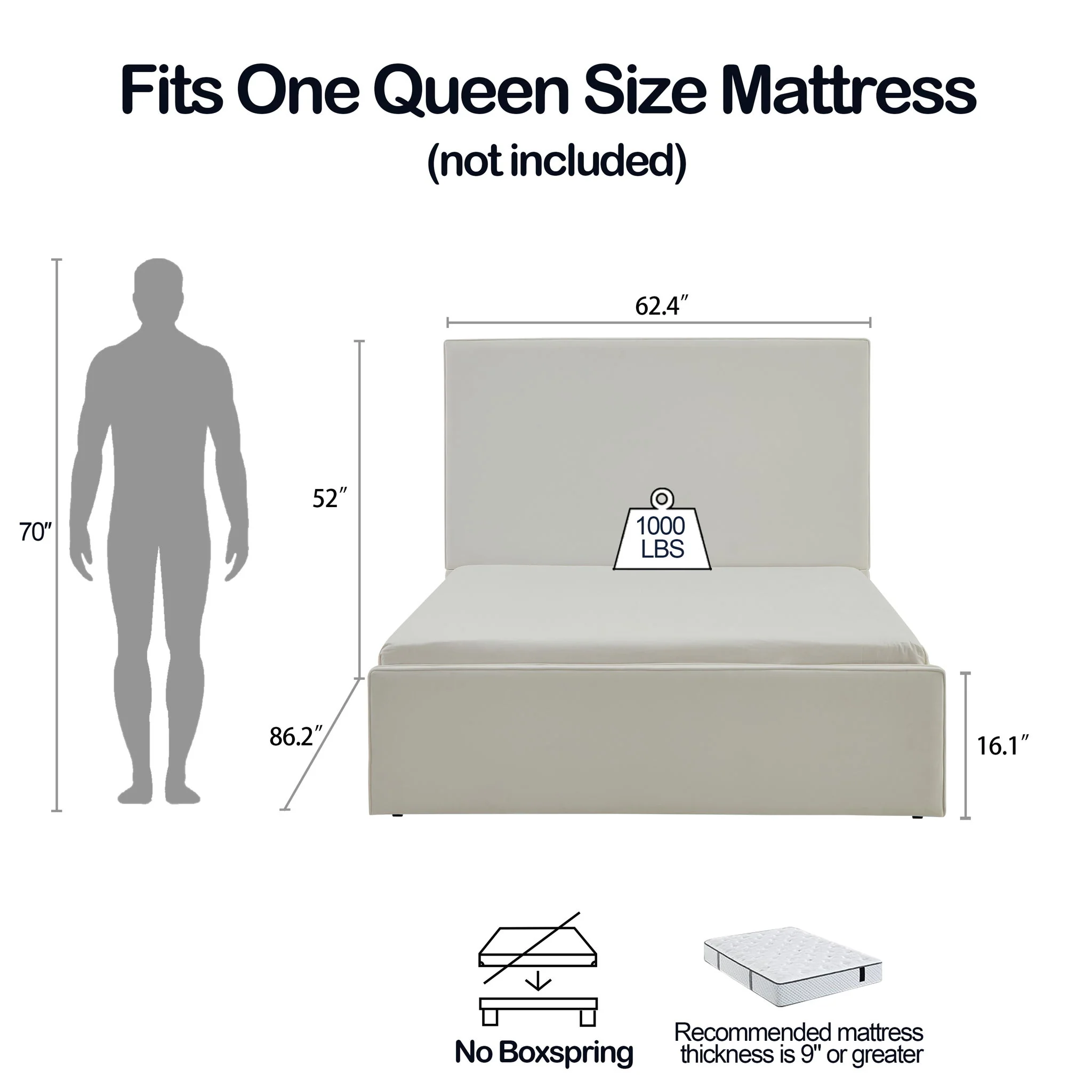 Lucas - Tall Headboard Upholstered Bed - Image 11