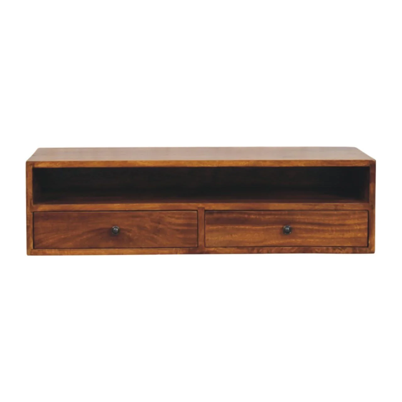 Lunar - 2 Drawer Wall Mounted Media Unit - Brown - Image 3