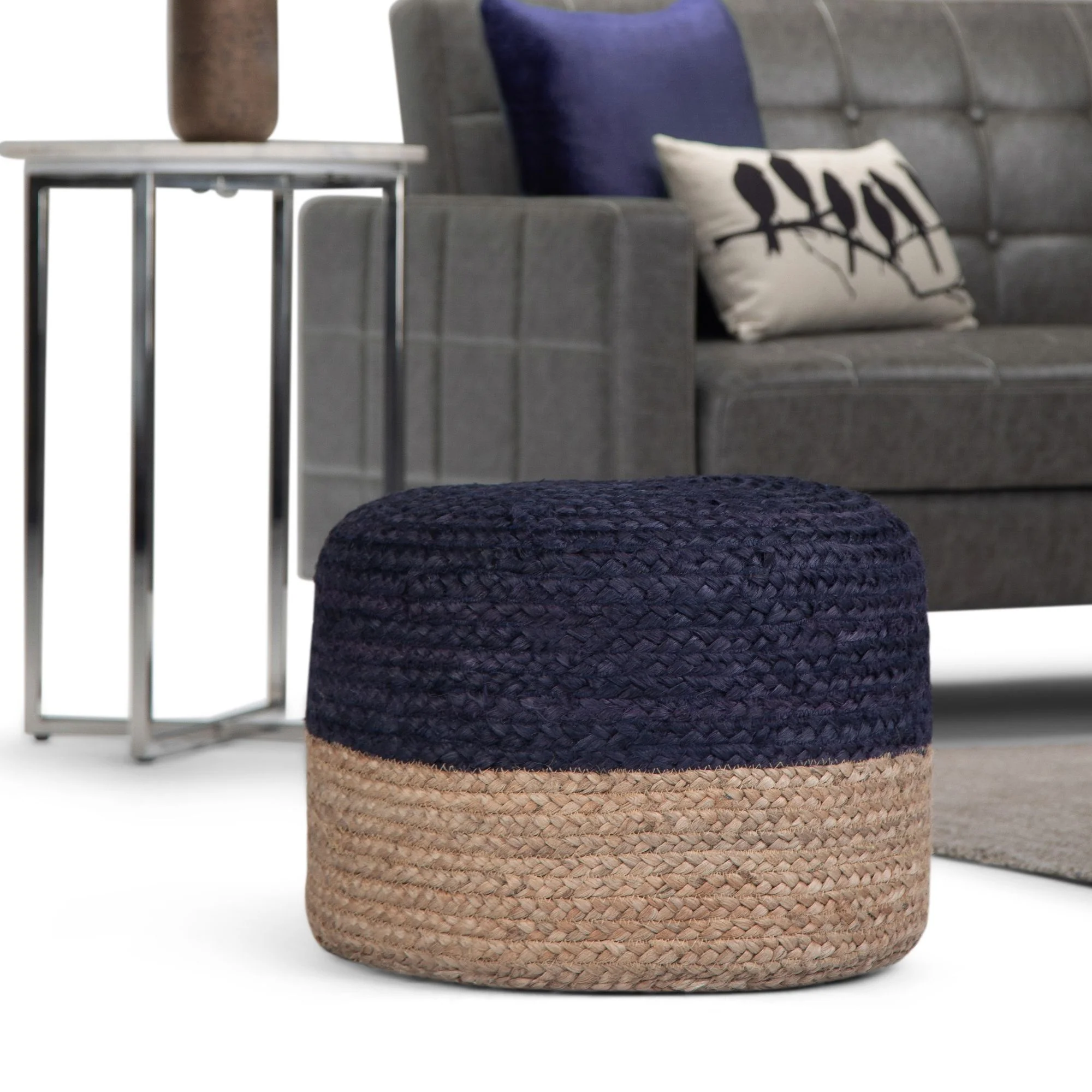 Lydia - Handcrafted Round Pouf - Image 3