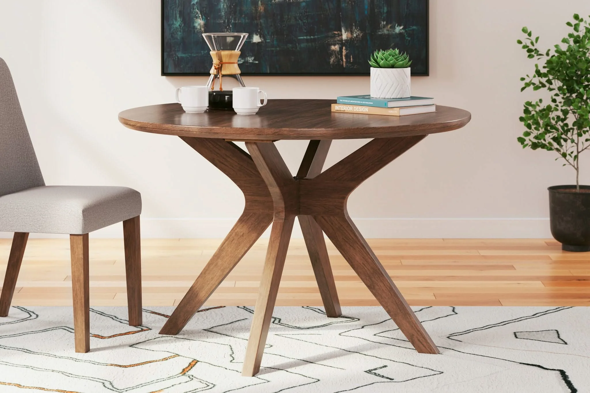 Lyncott - Round Dining Room Table - Brown - Image 3