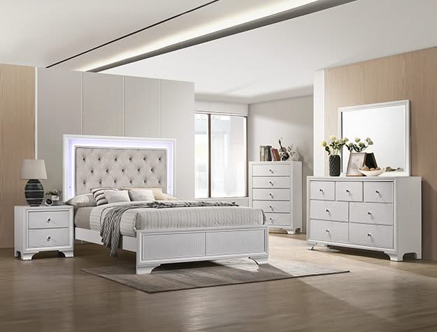 Lyssa - King Bed With LED - Oat / Frost - Image 3