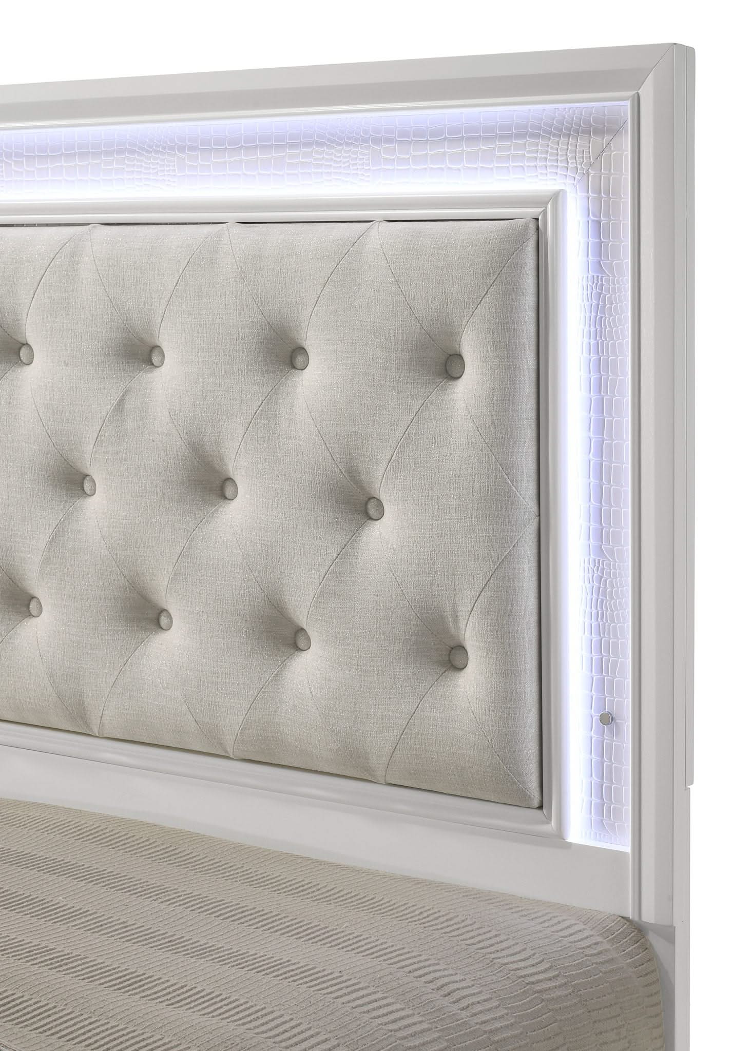 Lyssa - King Bed With LED - Oat / Frost - Image 4