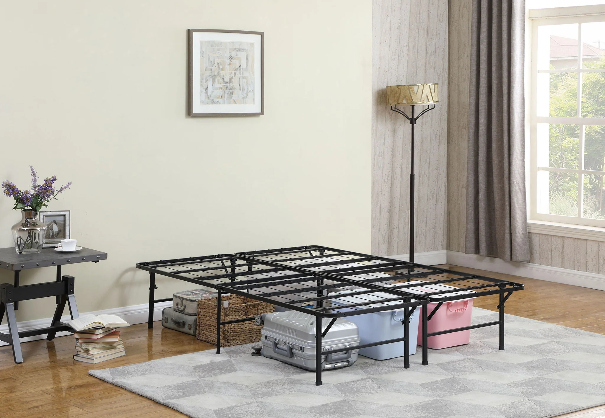 Mabel Metal Full Mattress Support Platform Bed Black - Image 3
