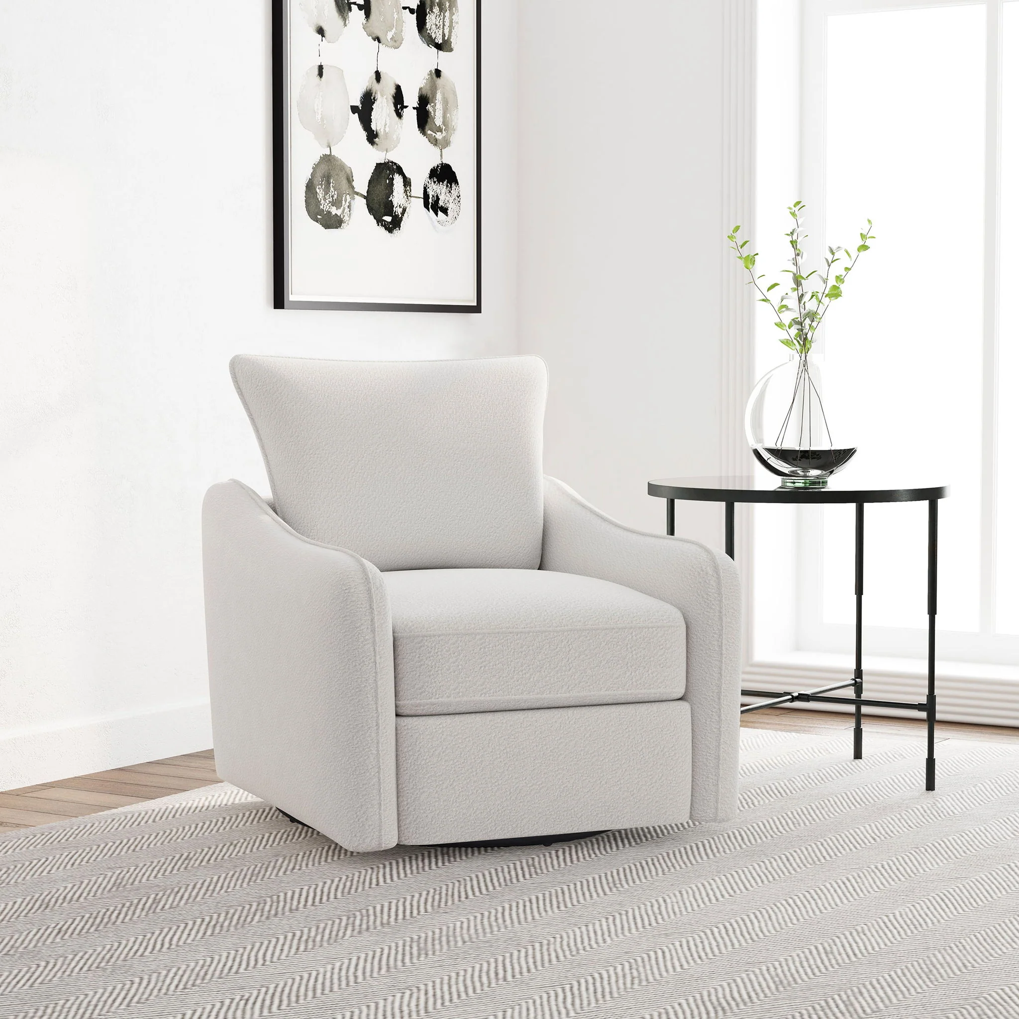 Madia Upholstered Sloped Arm Swivel Glider Chair Vanilla - Image 3