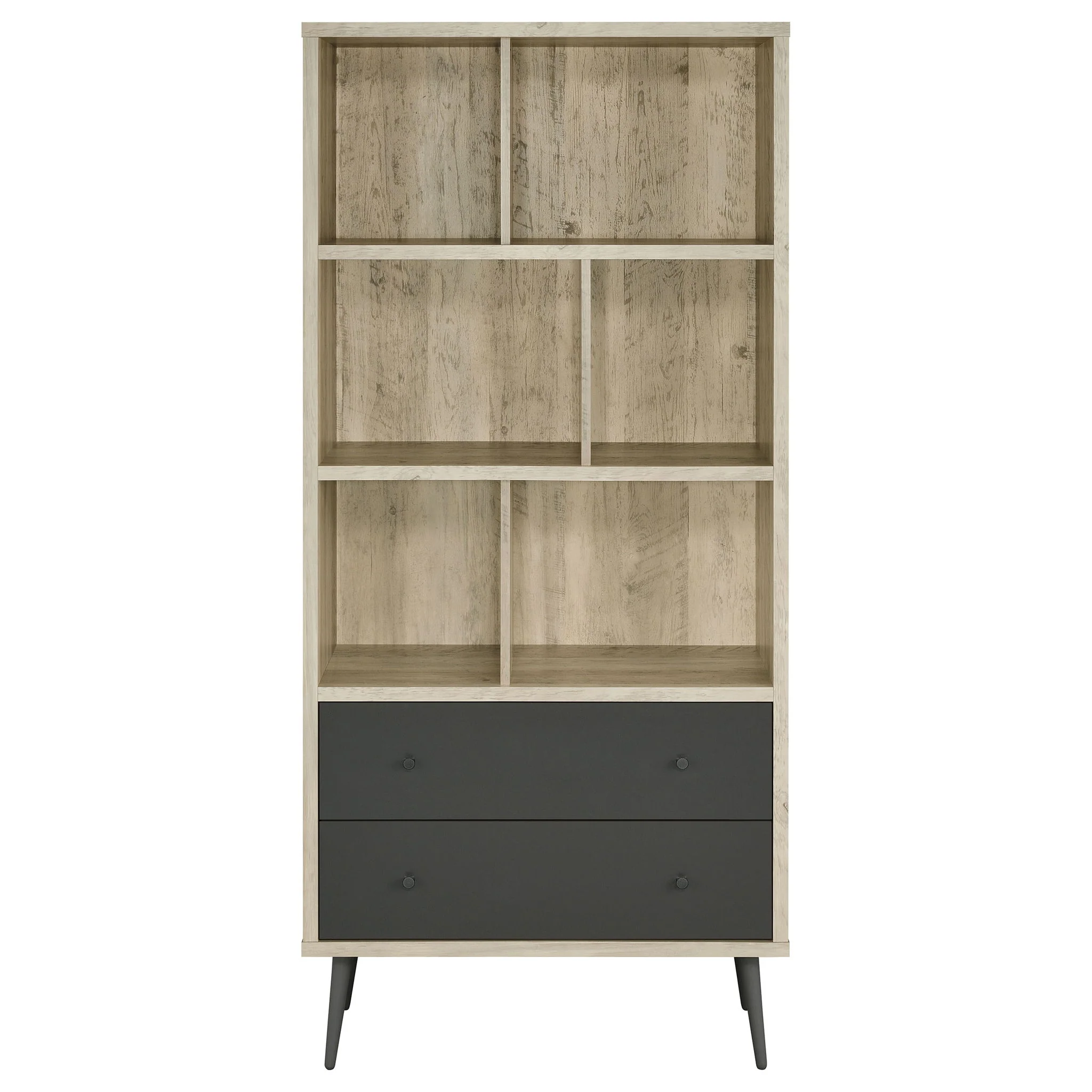Maeve 70-inch 3-shelf Bookcase with Drawers Distressed Pine - Image 3
