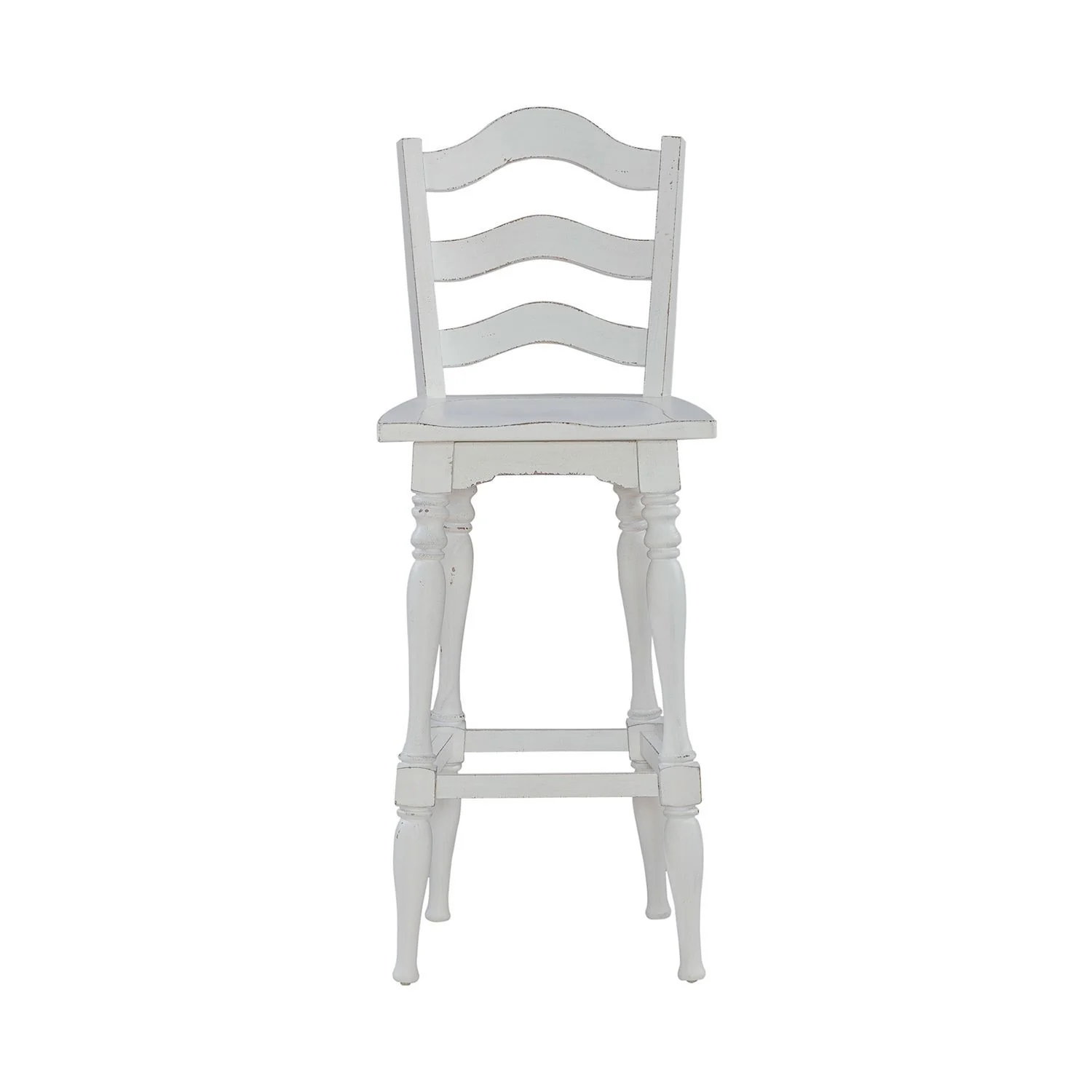 Magnolia Manor - Ladderback Swivel Bar Stool - Antique White - Image 4