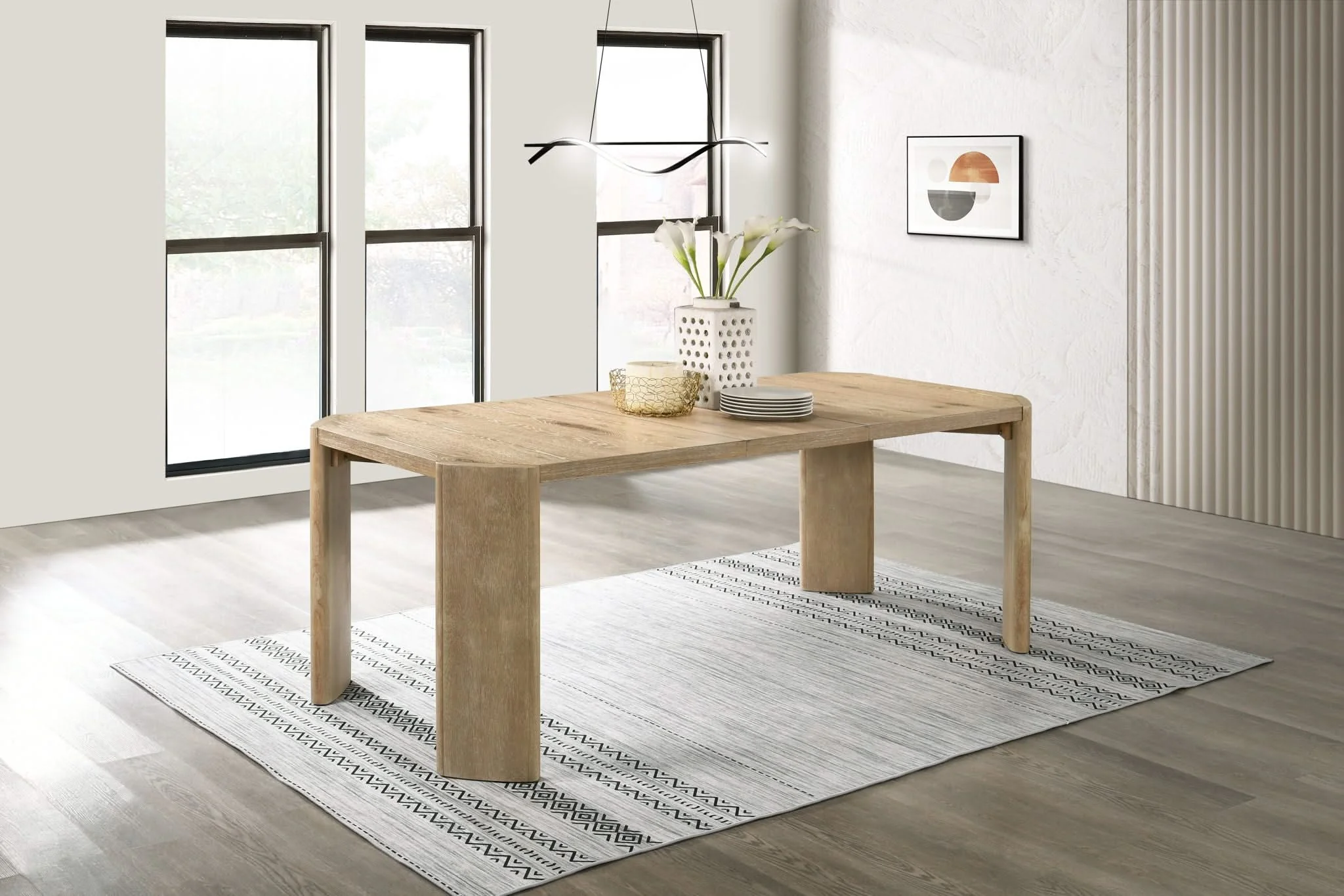 Magnus - Extendable Rectangular Dining Table - Oak Finish - Image 2