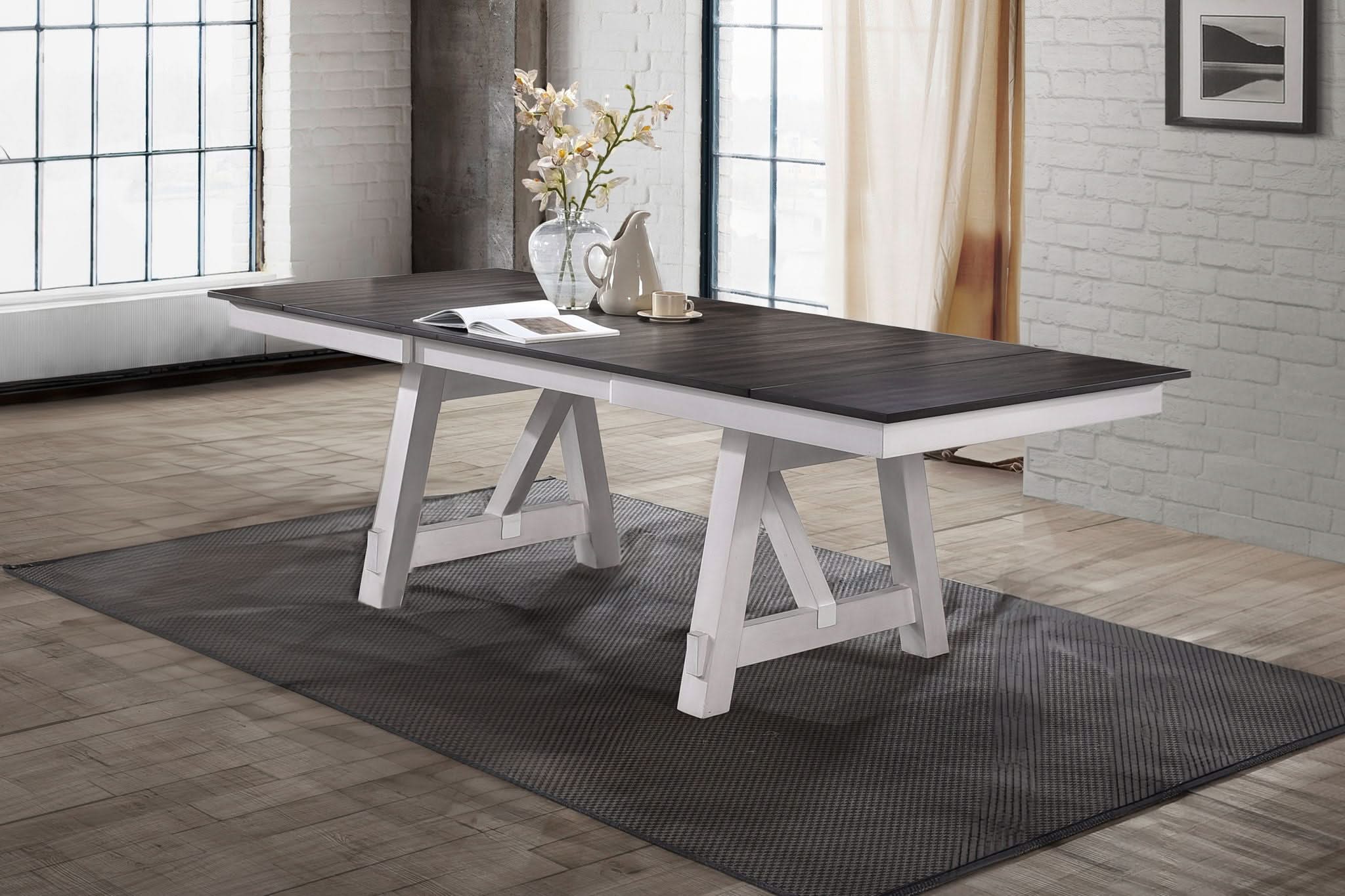 Maisie - Dining Table Top & Base - White / Dark Brown - Image 2