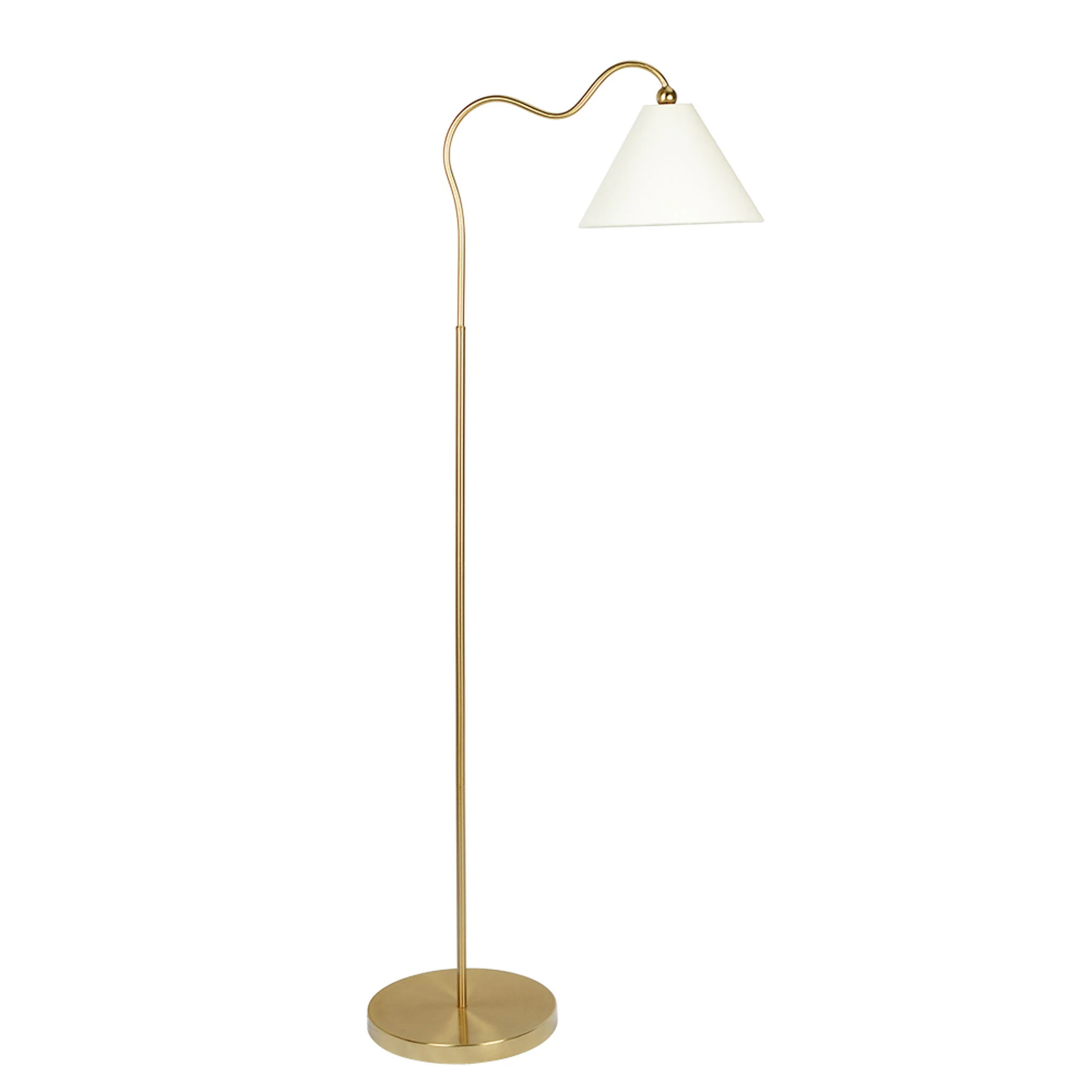 Majestic - Ring Base Curved Floor Lamp With Triangle Drum Shade - Gold / White - Image 3