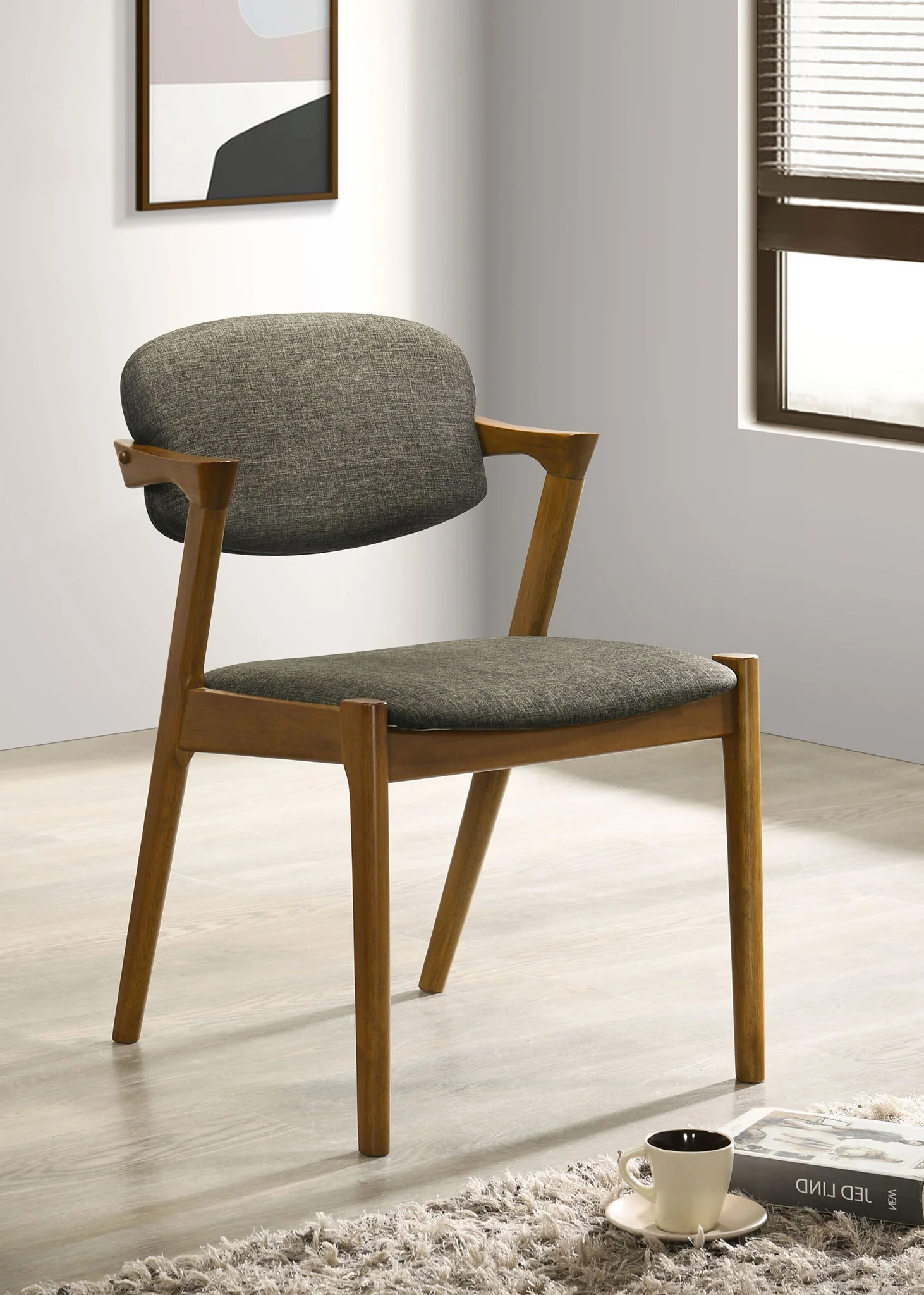 Malone Padded Wood Dining Arm Chair Dark Walnut (Set of 2) - Image 3