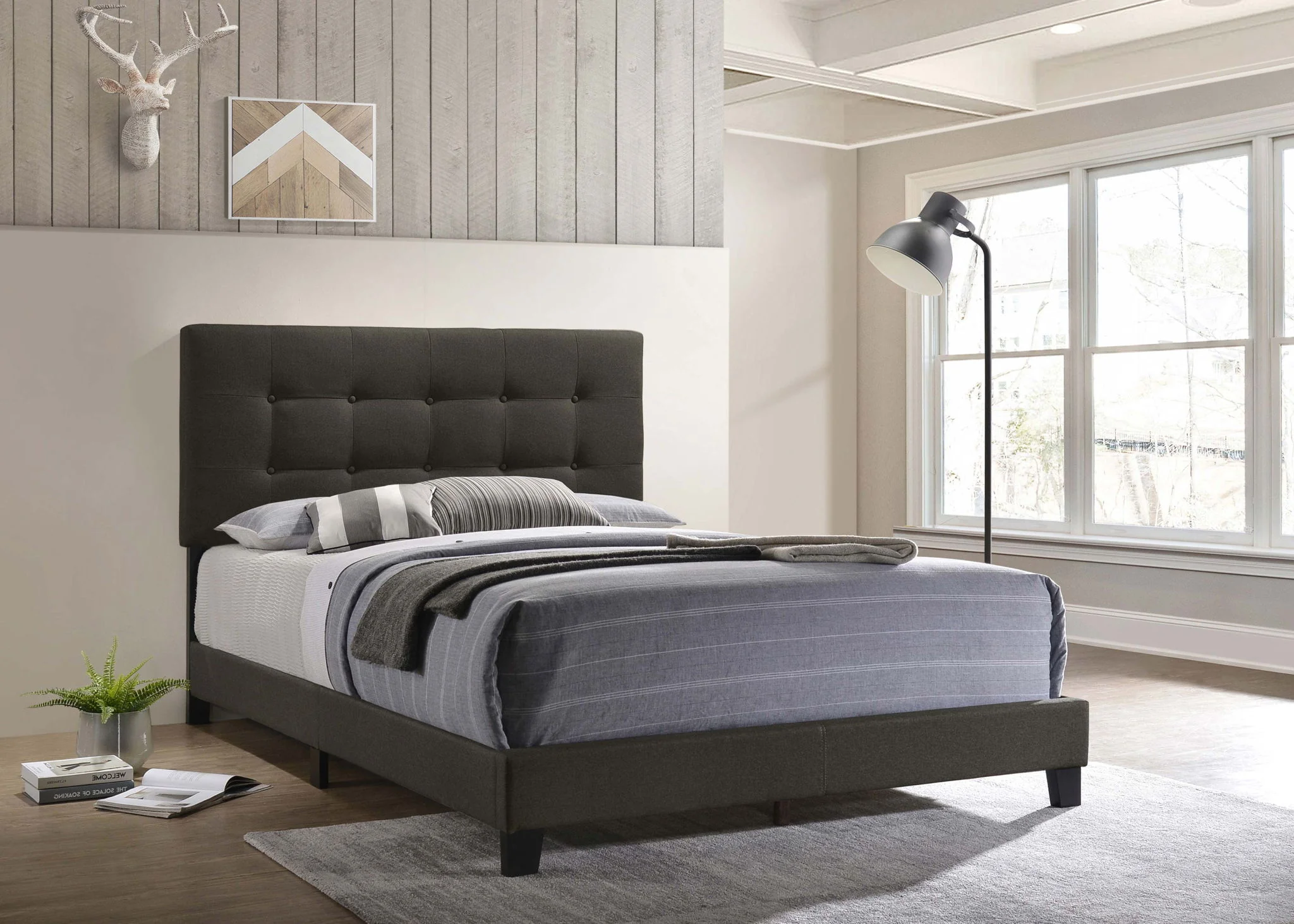 Mapes Upholstered Full Panel Bed Charcoal - Image 4