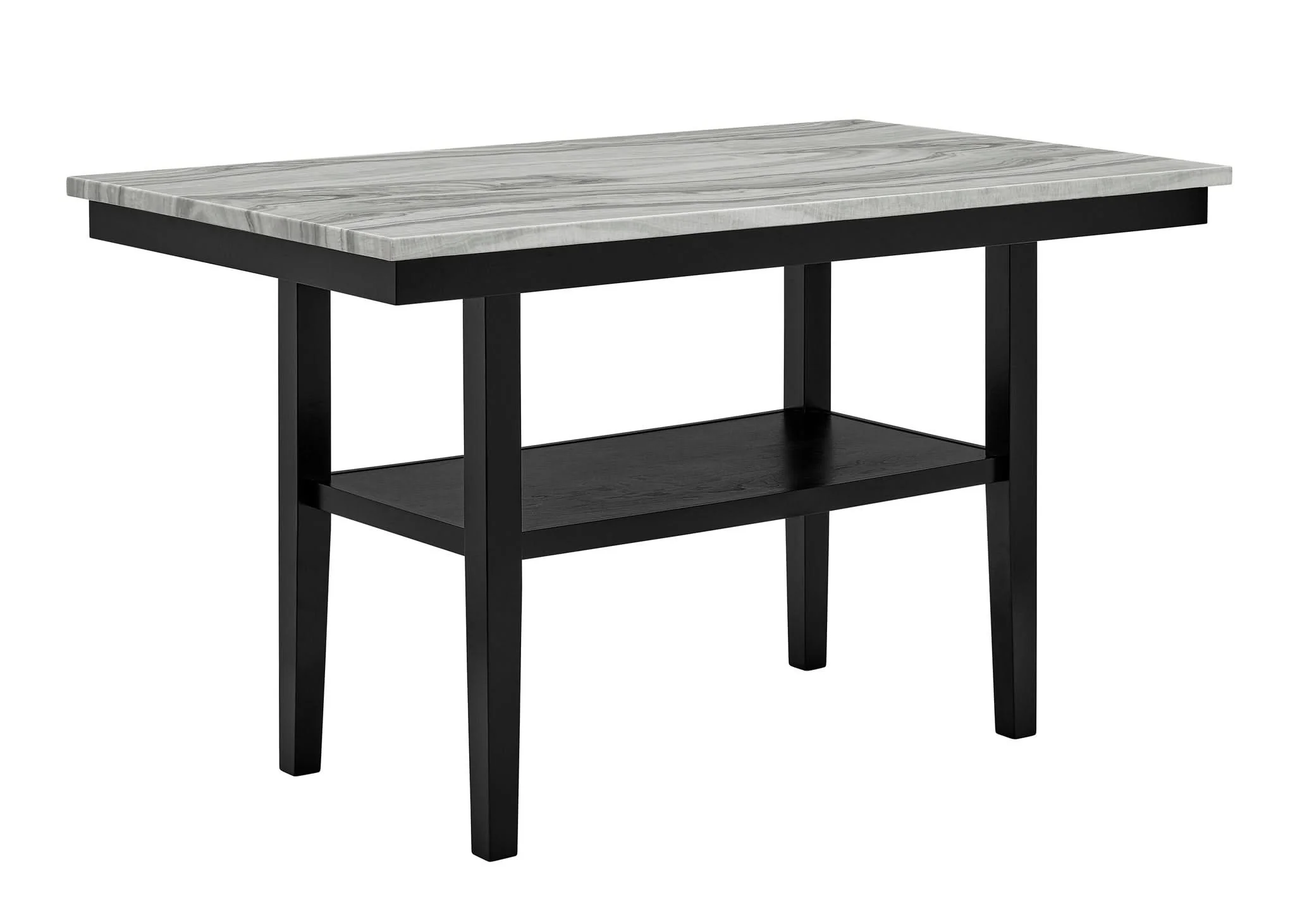 Marbel - 5 Piece Faux Marble Counter Height Set - Dove / Black - Image 2