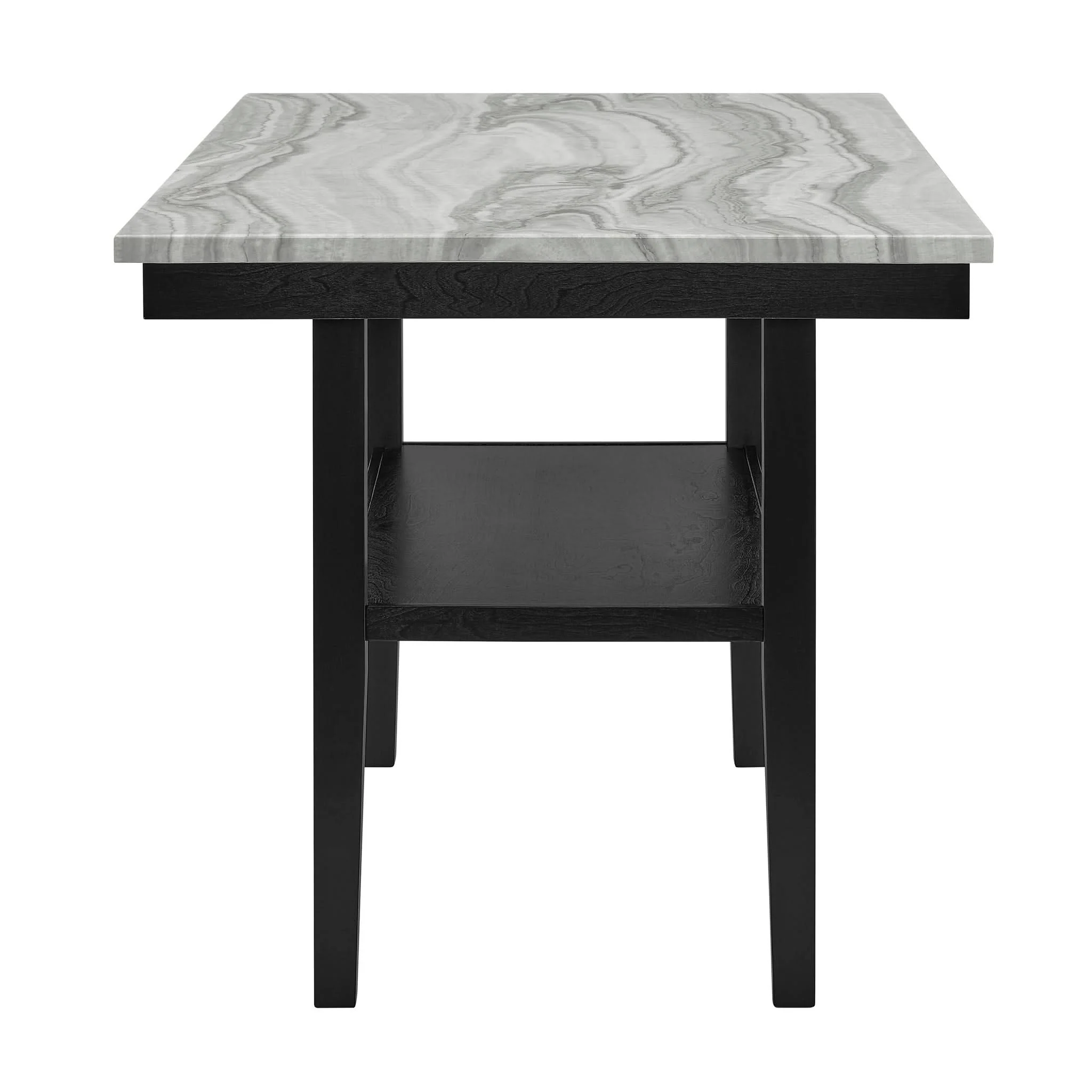 Marbel - 5 Piece Faux Marble Counter Height Set - Dove / Black - Image 3