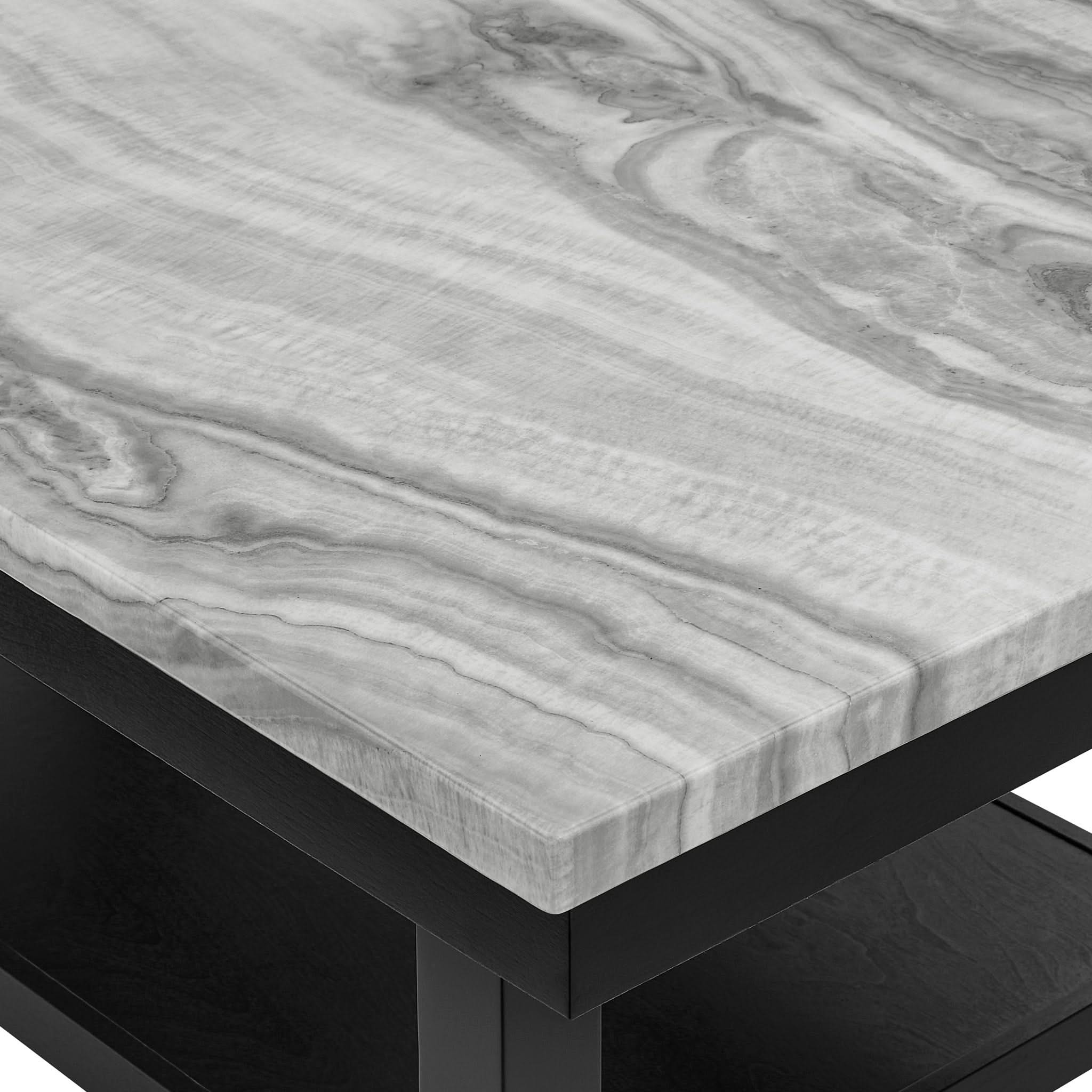Marbel - 5 Piece Faux Marble Counter Height Set - Dove / Black - Image 4