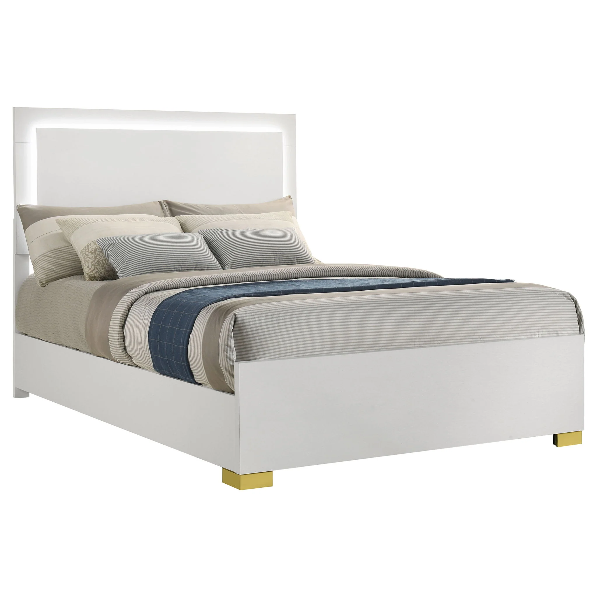 Marceline Wood Full LED Panel Bed White - Image 4