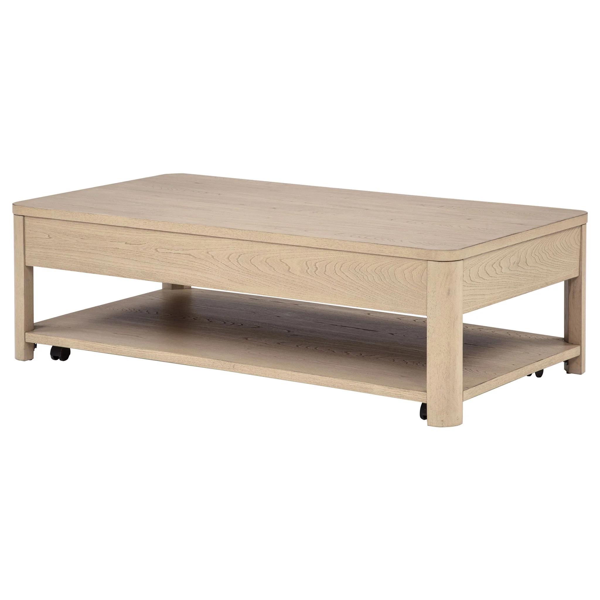 Marcelo Wood Coffee Table with 2 Drawers and Shelf Light Elm - Image 2