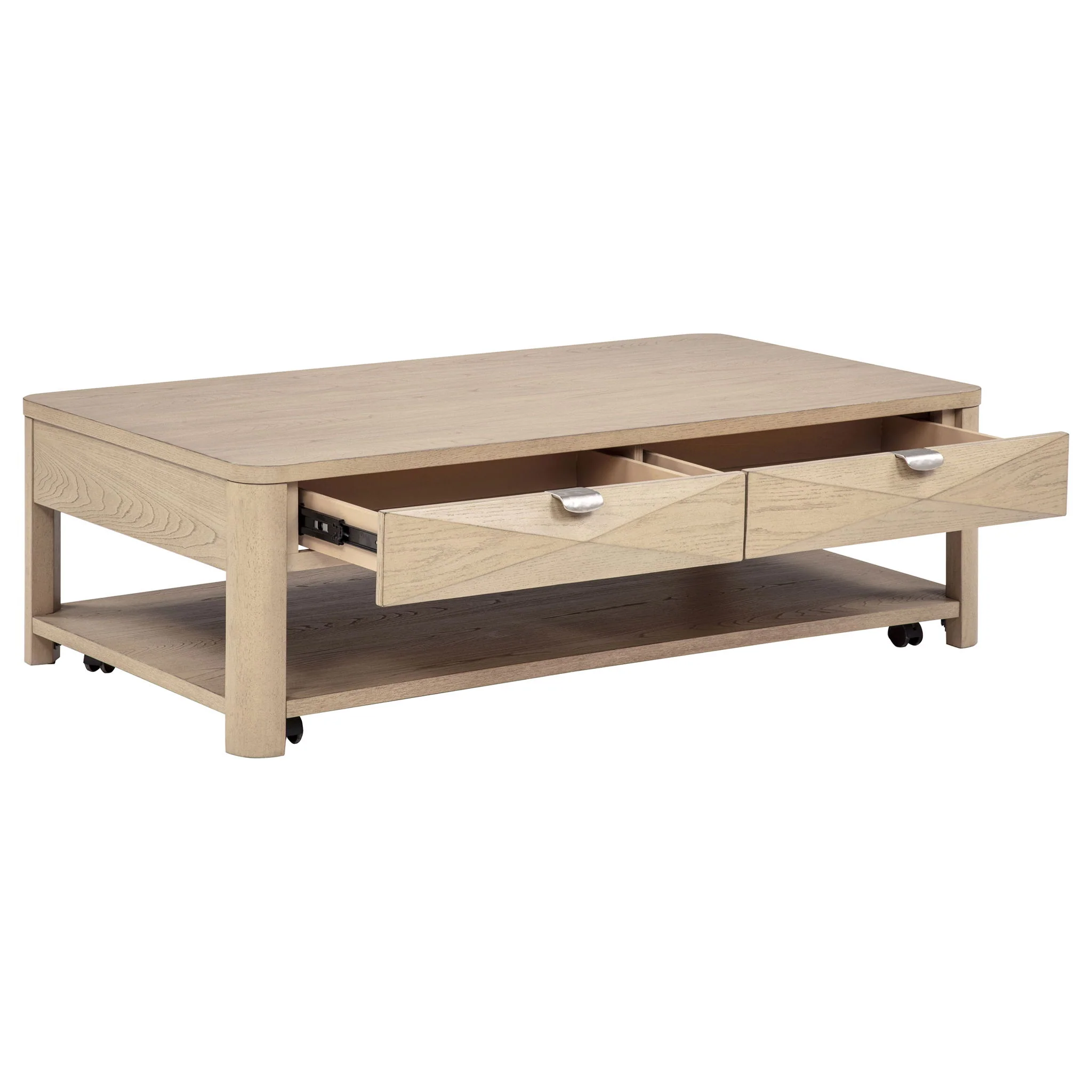 Marcelo Wood Coffee Table with 2 Drawers and Shelf Light Elm - Image 3