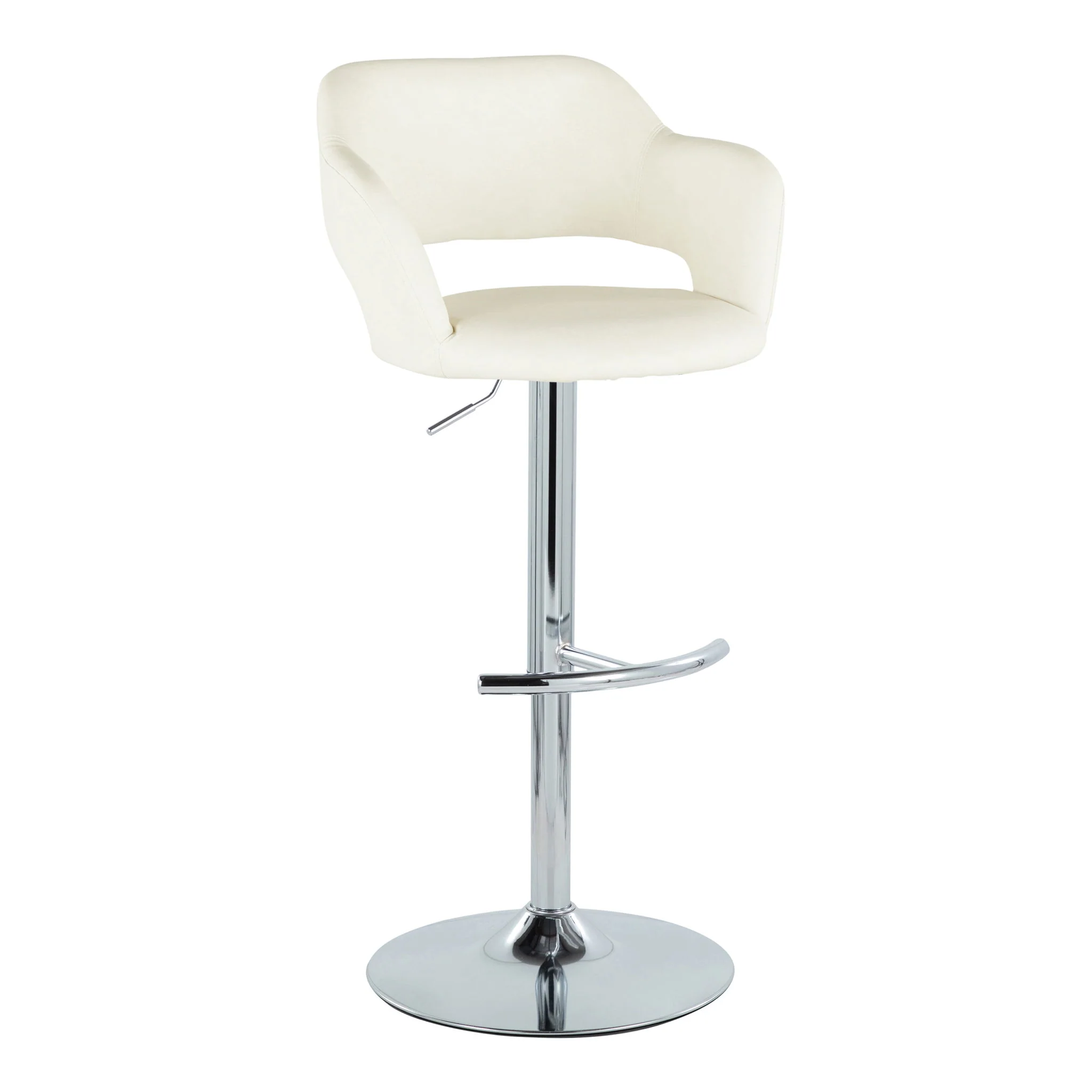 Margarite - Contemporary Ajustable Barstool With Swivel With Rounded T Footrest (Set of 2) - Image 10