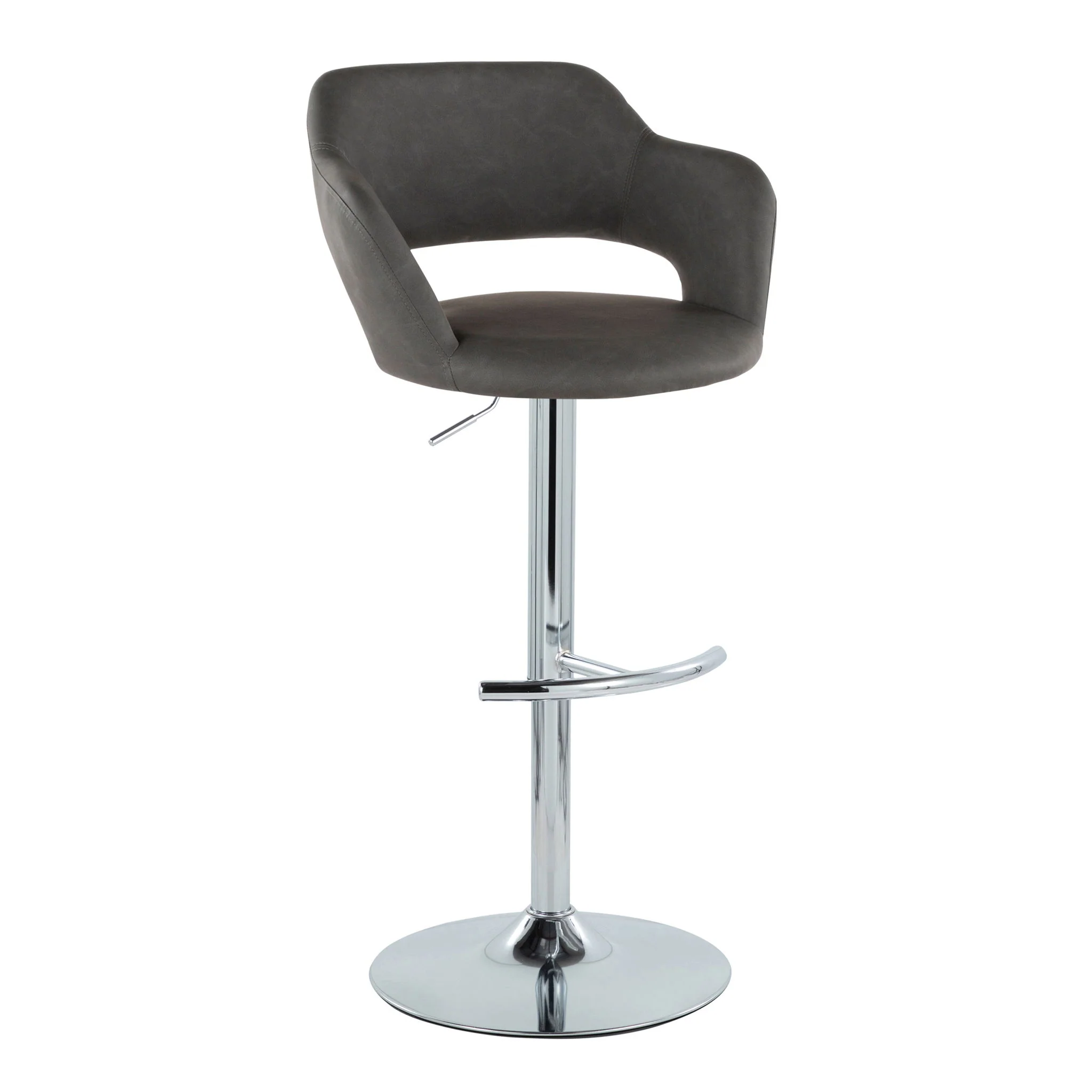 Margarite - Contemporary Ajustable Barstool With Swivel With Rounded T Footrest (Set of 2) - Image 12