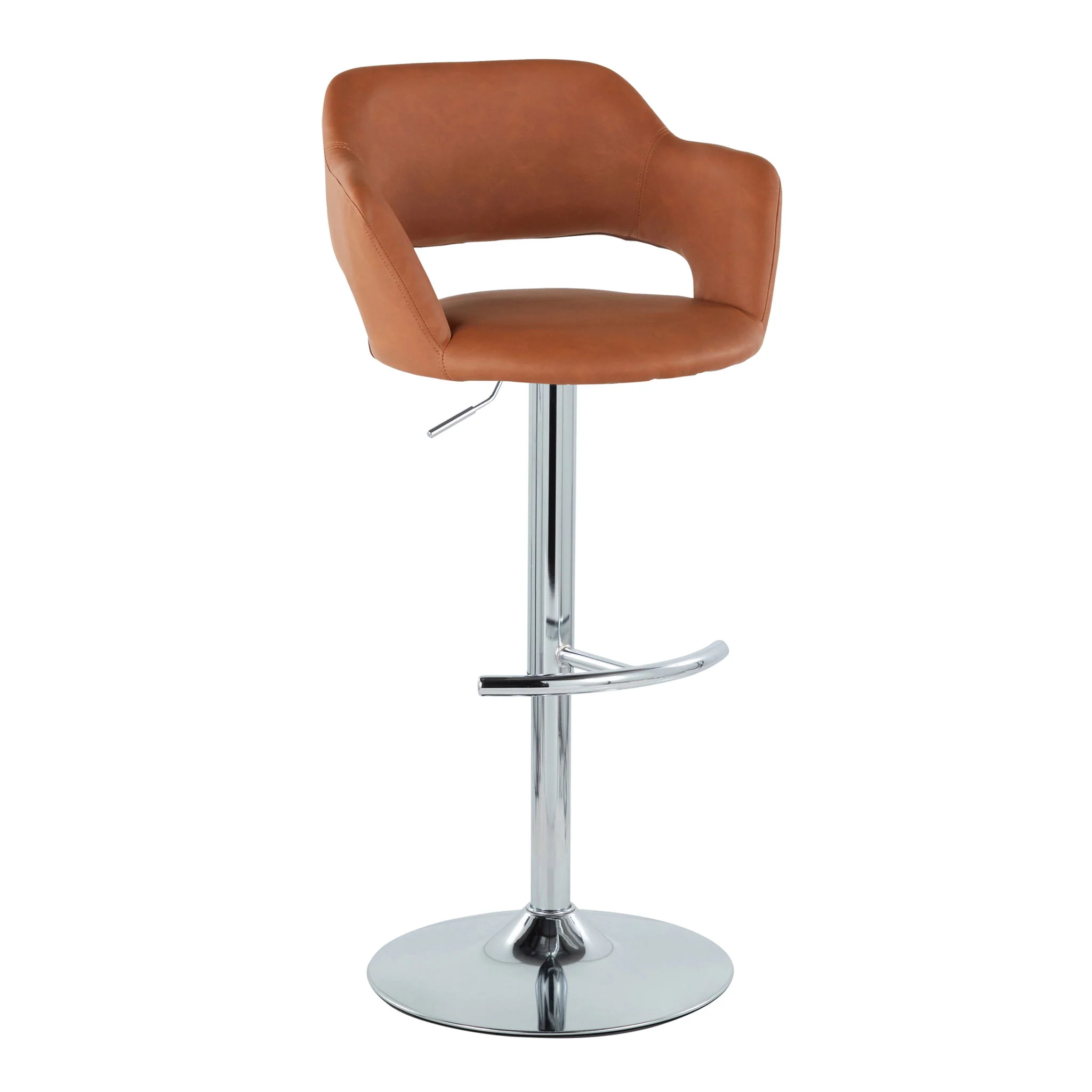 Margarite - Contemporary Ajustable Barstool With Swivel With Rounded T Footrest (Set of 2) - Image 15