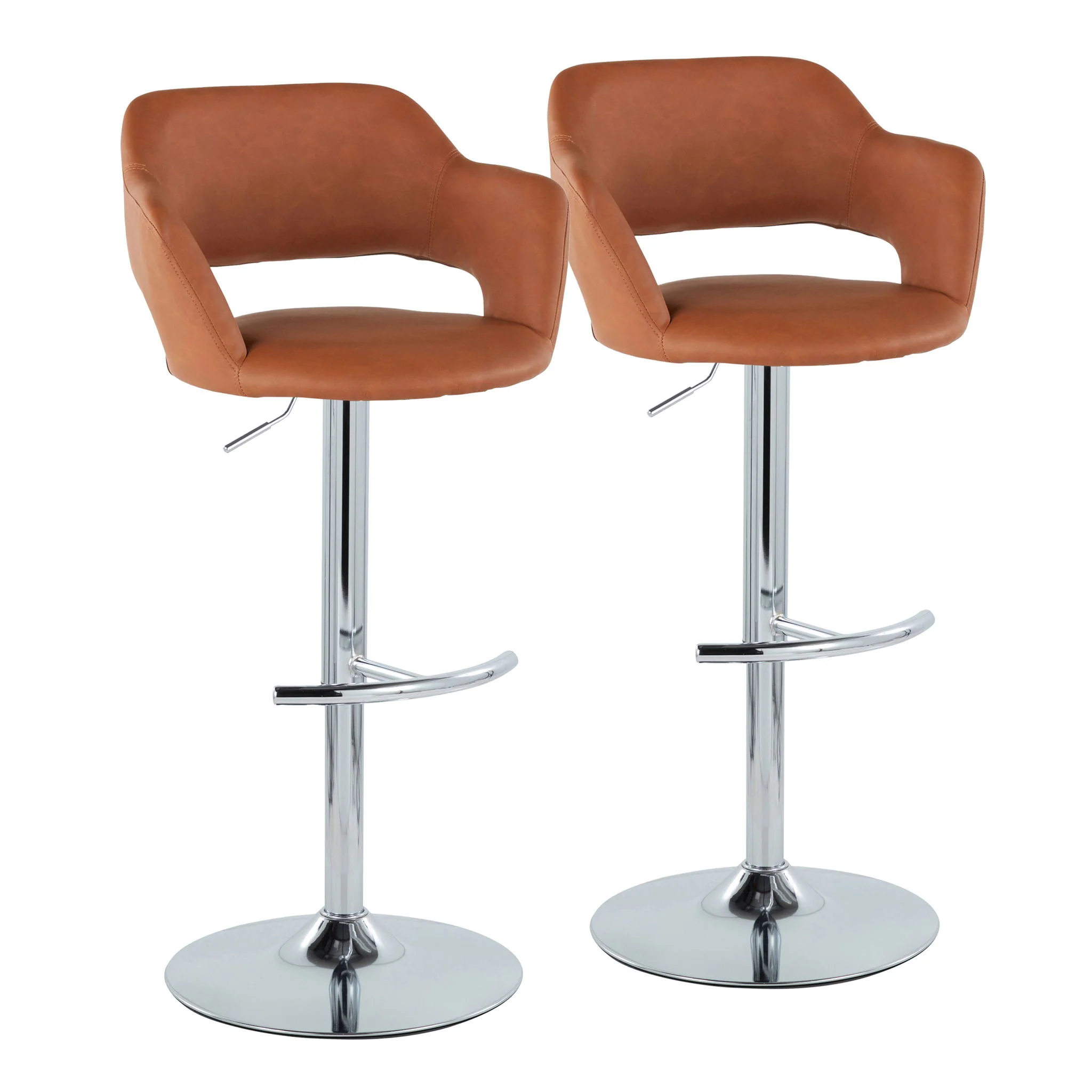 Margarite - Contemporary Ajustable Barstool With Swivel With Rounded T Footrest (Set of 2) - Image 2