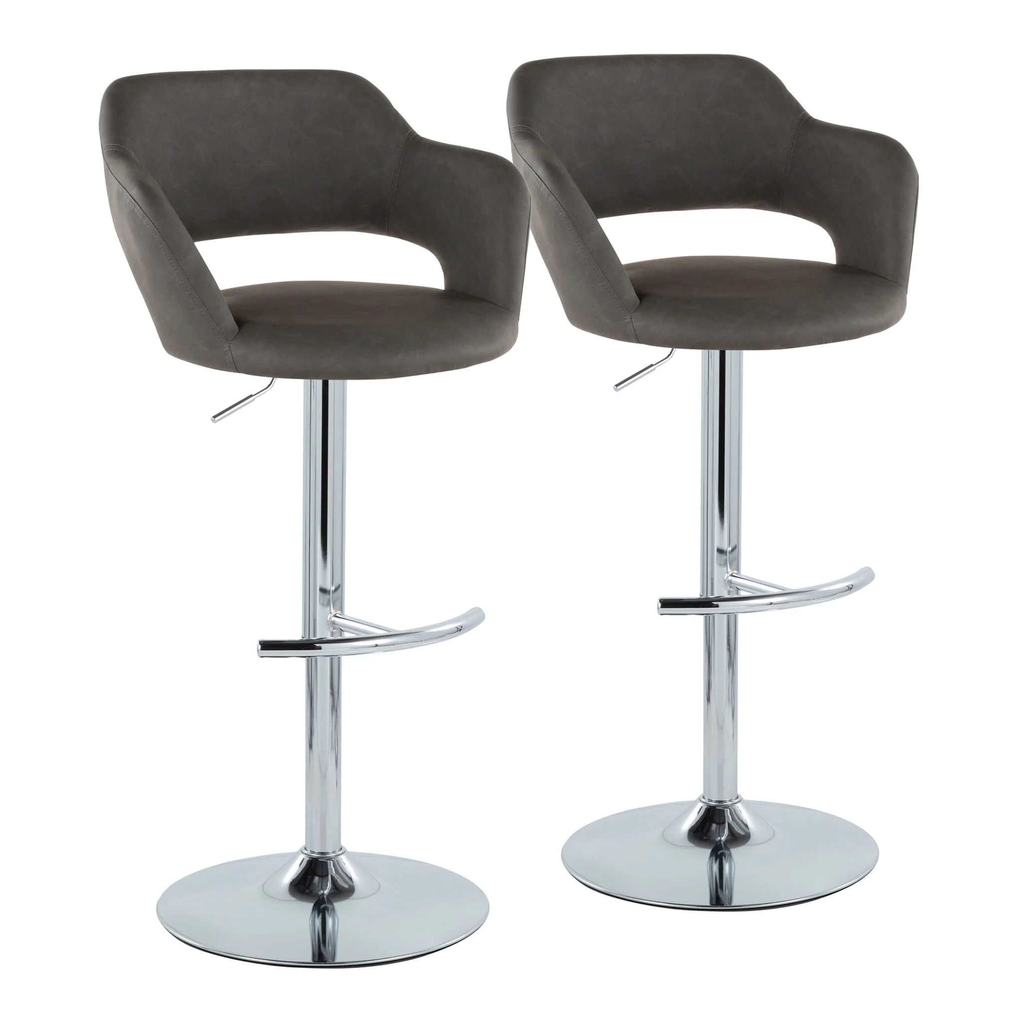Margarite - Contemporary Ajustable Barstool With Swivel With Rounded T Footrest (Set of 2) - Image 3