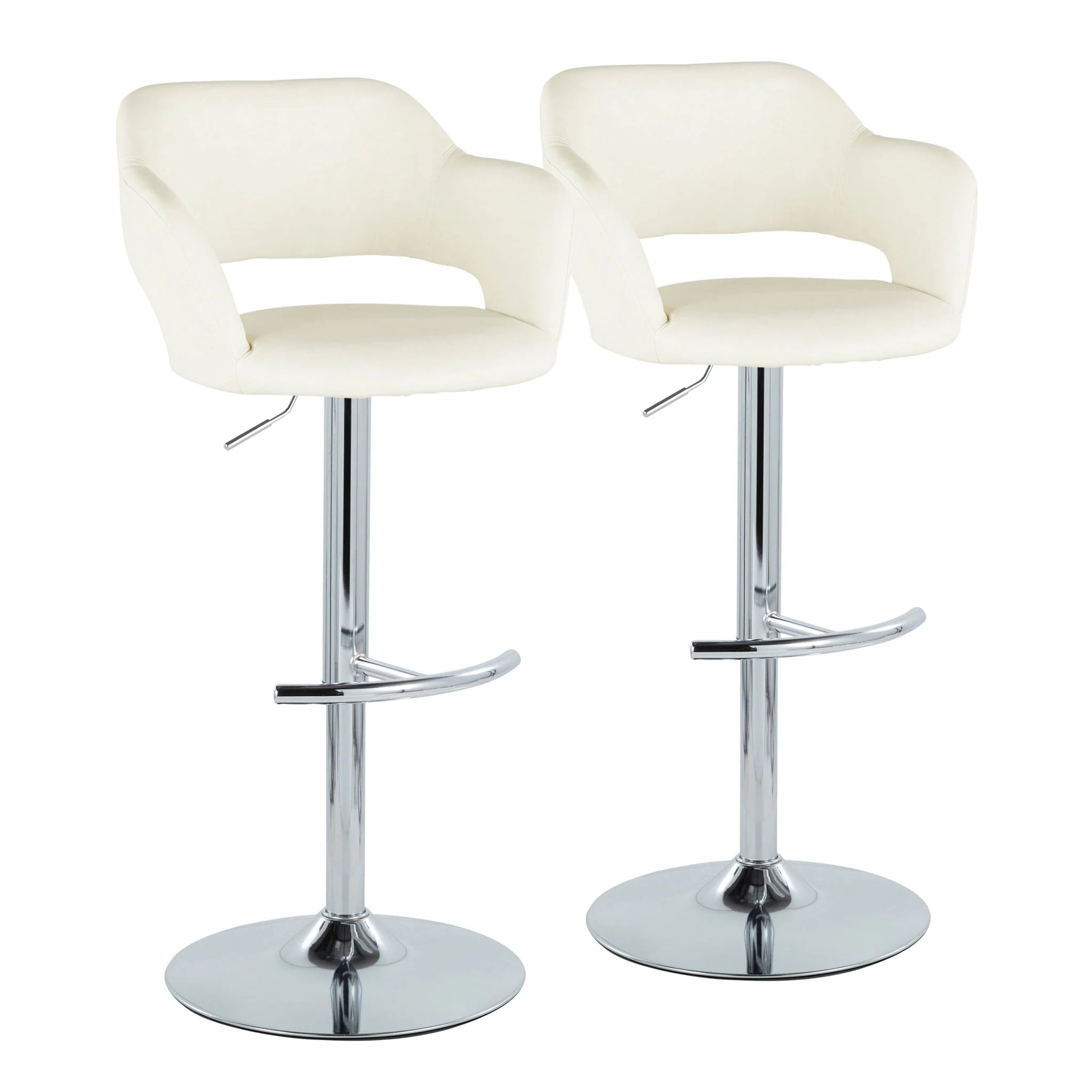 Margarite - Contemporary Ajustable Barstool With Swivel With Rounded T Footrest (Set of 2) - Image 4