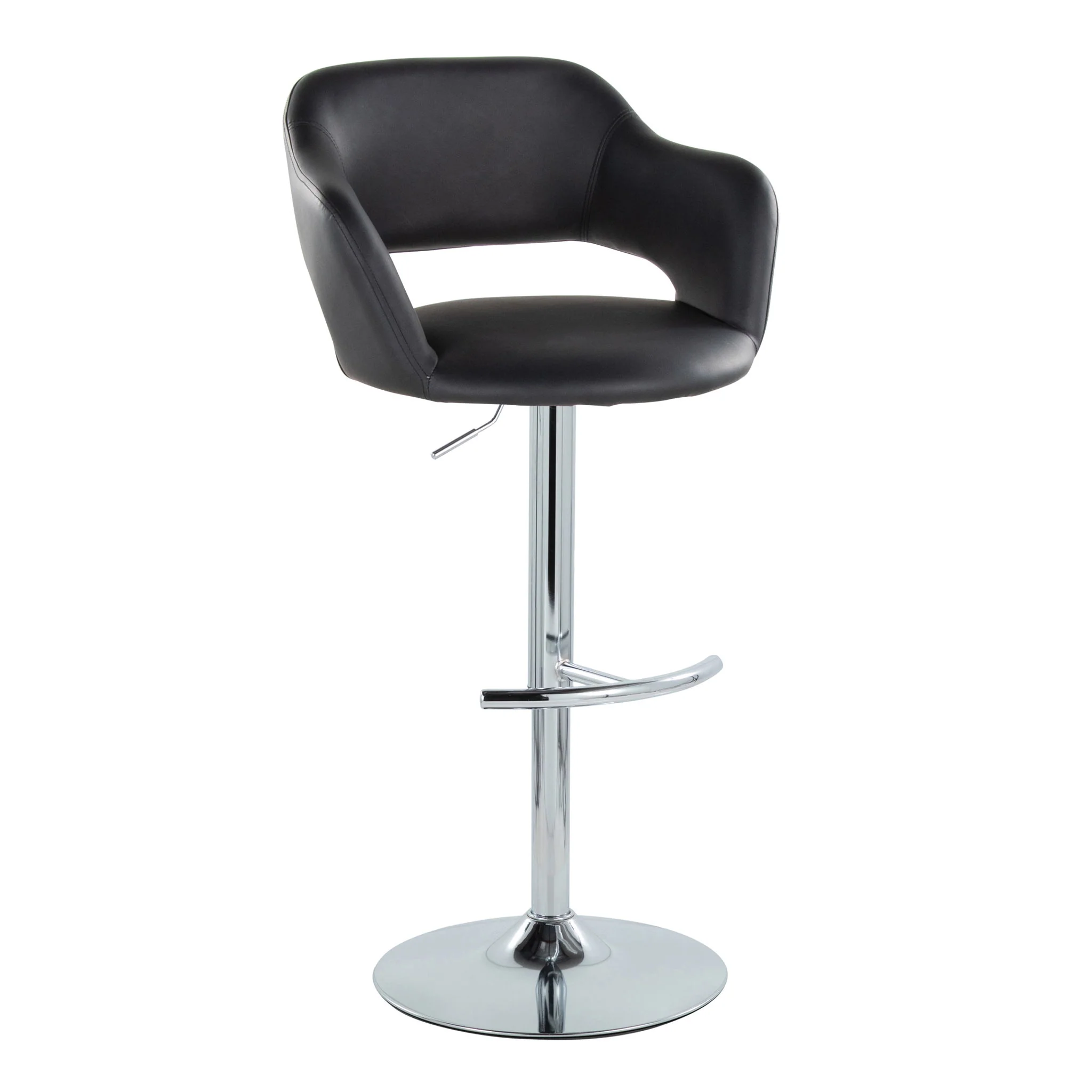 Margarite - Contemporary Ajustable Barstool With Swivel With Rounded T Footrest (Set of 2) - Image 5