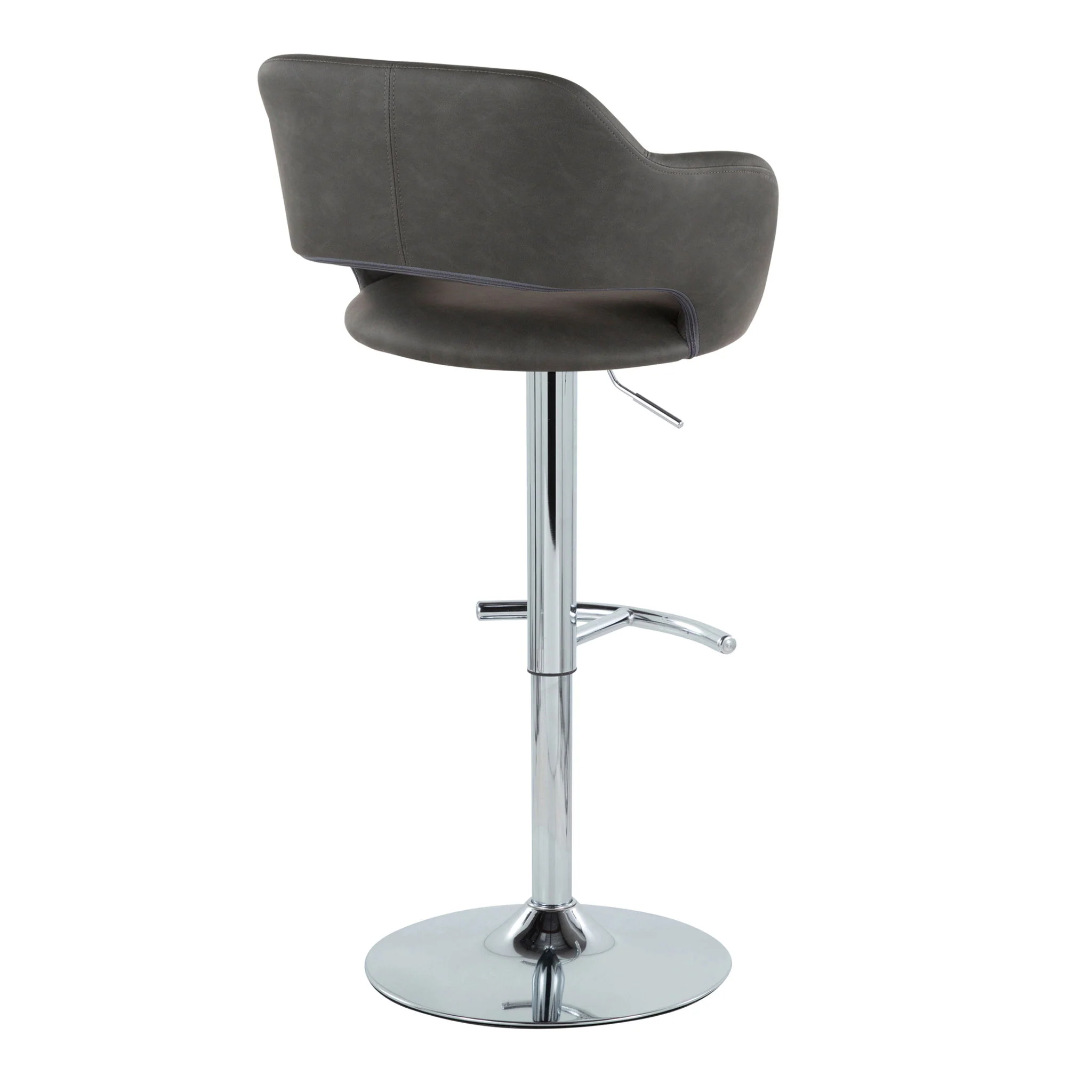 Margarite - Contemporary Ajustable Barstool With Swivel With Rounded T Footrest (Set of 2) - Image 6