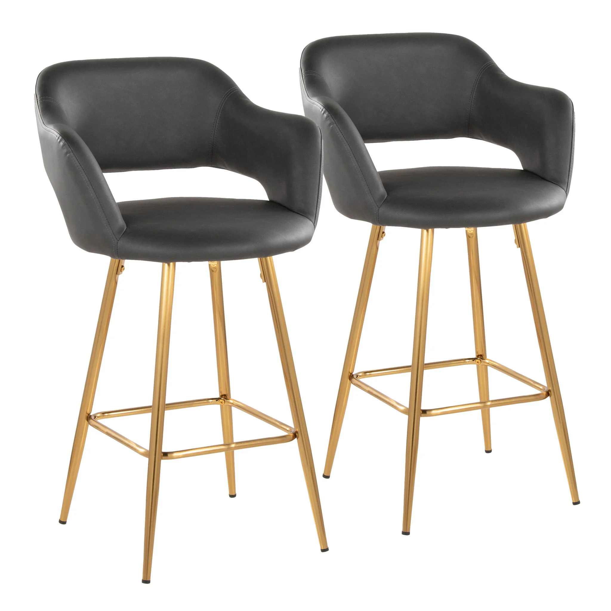 Margarite - Contemporary Fixed Height Counter Stool With Footrest (Set of 2) With Square - Image 3